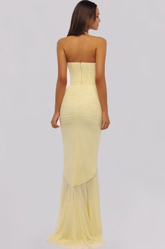 Robe longue Soleya à col licou froncée pour invités de mariage