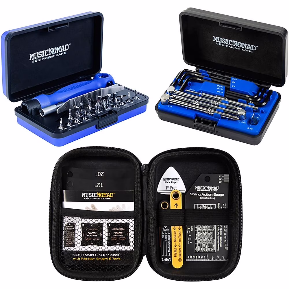MusicNomad KEEP IT SIMPLE, SETUP (KISS)? Starter Kit Bundle - 6 pc. Gauge Set, 26 pc. Guitar Tech Tool Set, 11 pc. Truss Rod Wrench Set (MN609)