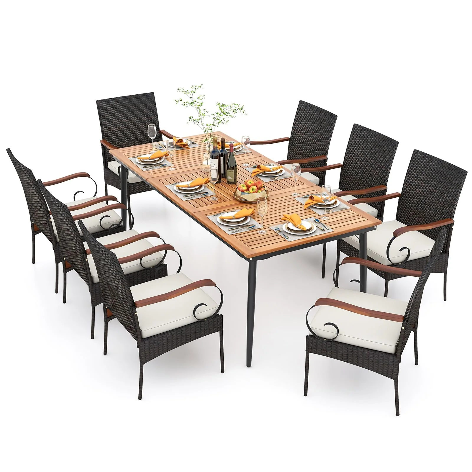 Tangkula 9-Piece Patio Dining Set, 79