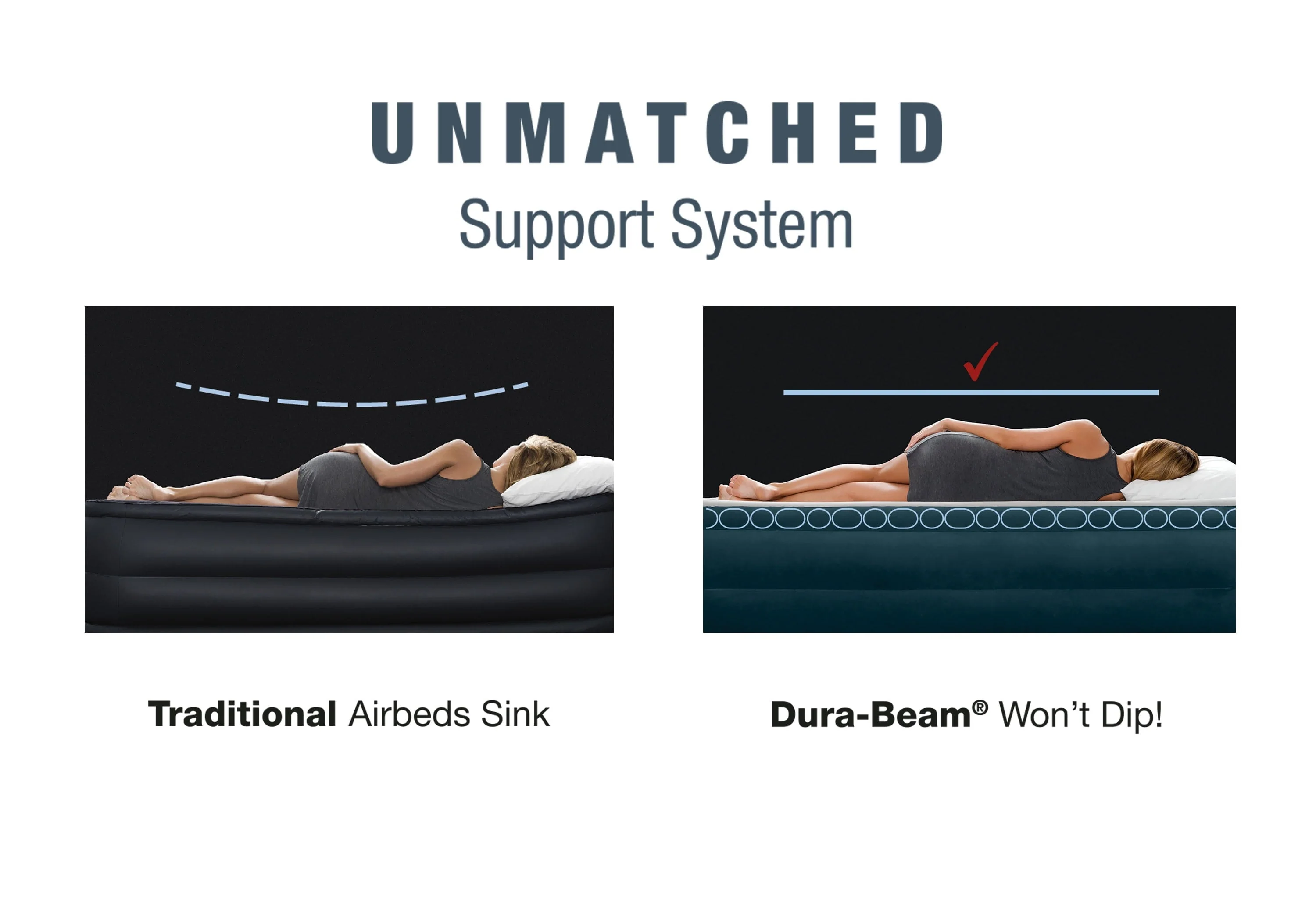 24" Dream Lux Pillow Top Dura Beam Airbed Mattress with Internal Pump Queen(Full) Image 9