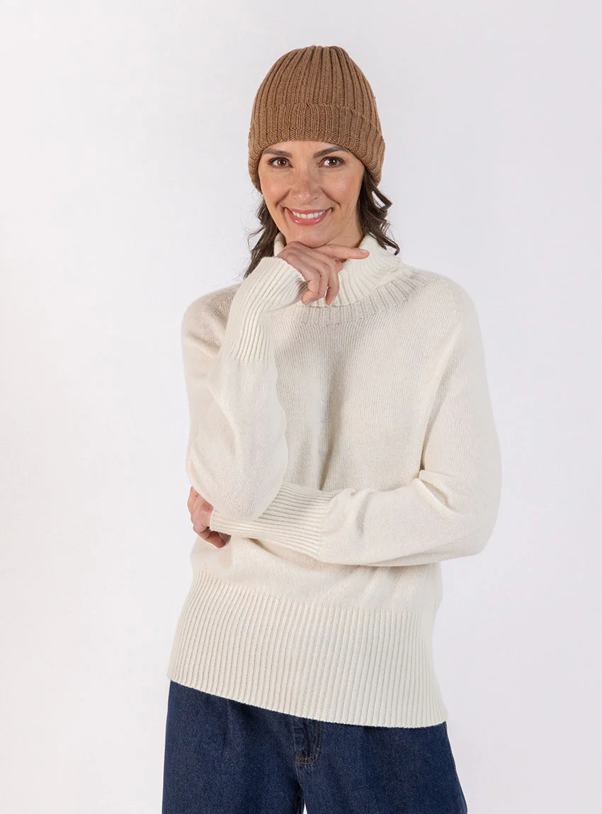 Bonnet mixte en laine mérinos marron