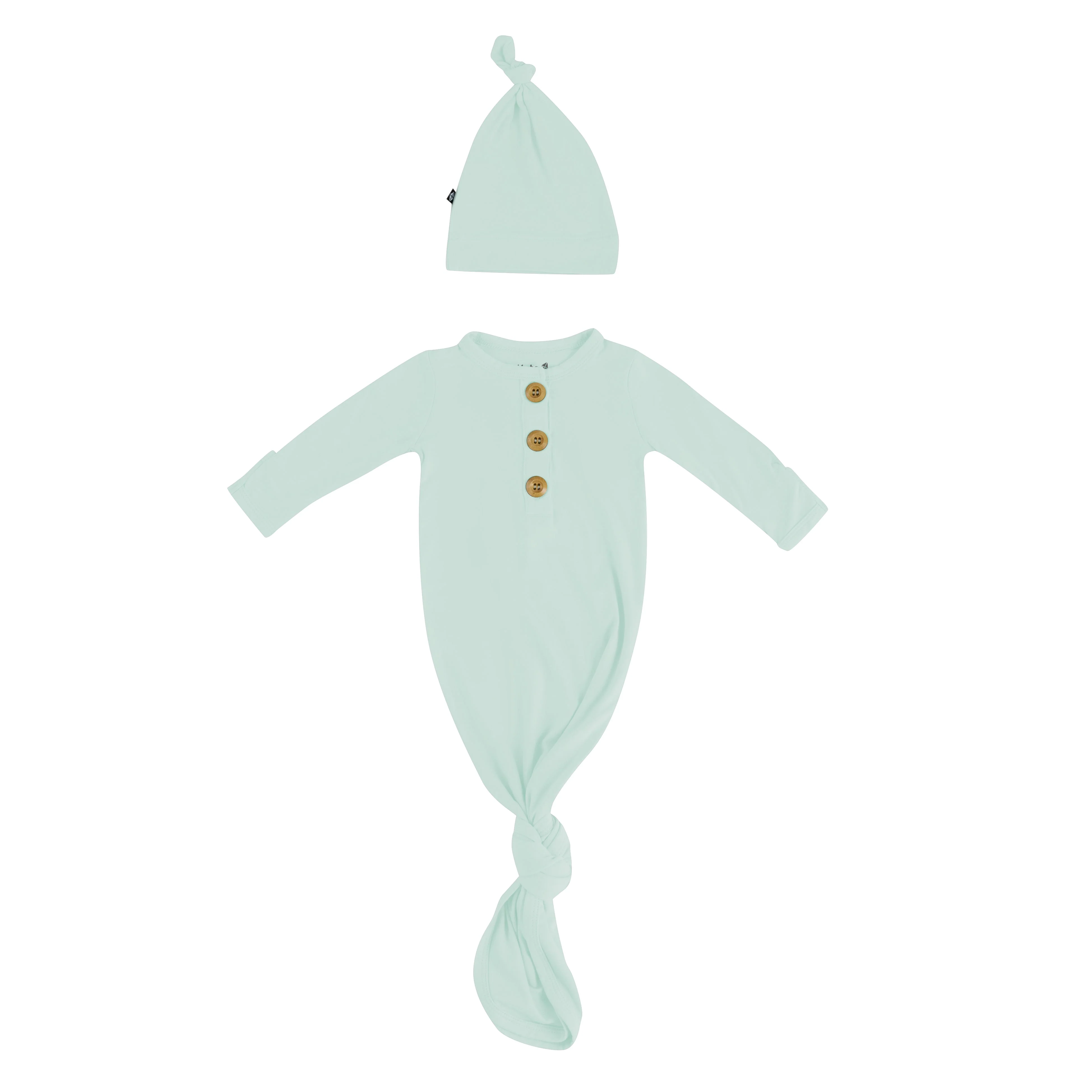 Knotted Day Gown with Hat Set in Sage