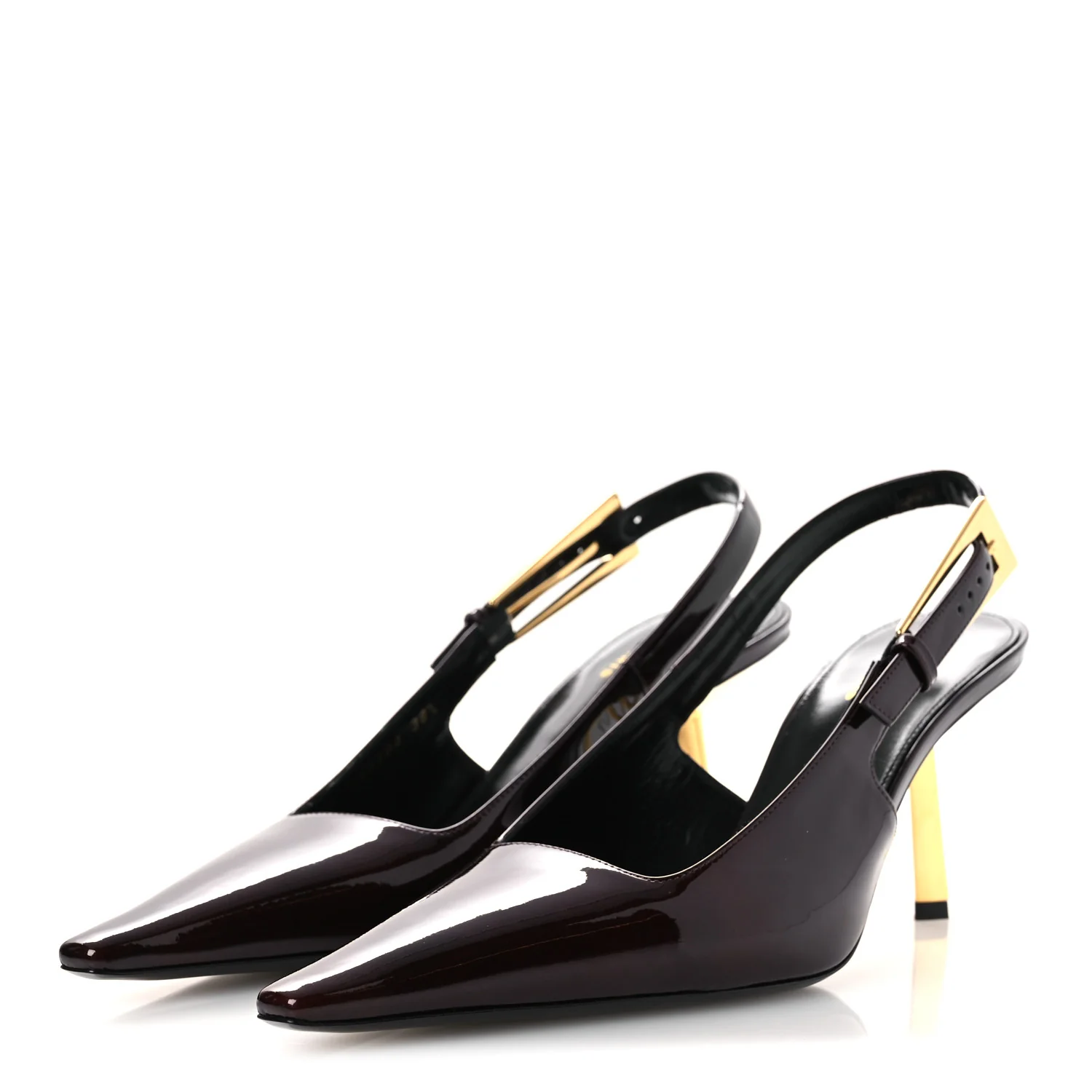 Vernice Gloss Lee 75 Slingback Pumps 38.5 Marron Glac茅