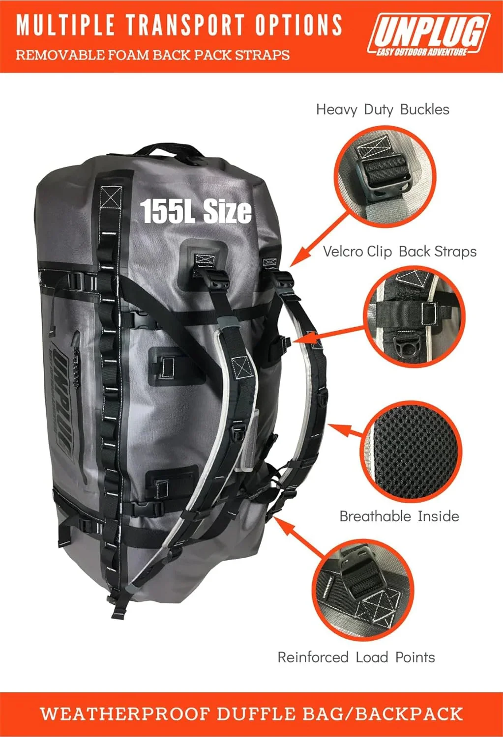 Ultimate Adventure Bag -1680D Heavy Duty Waterproof Travel Duffel Bags for Camping, Motorcycle Dry Bag, Waterproof Bags for Boating,…