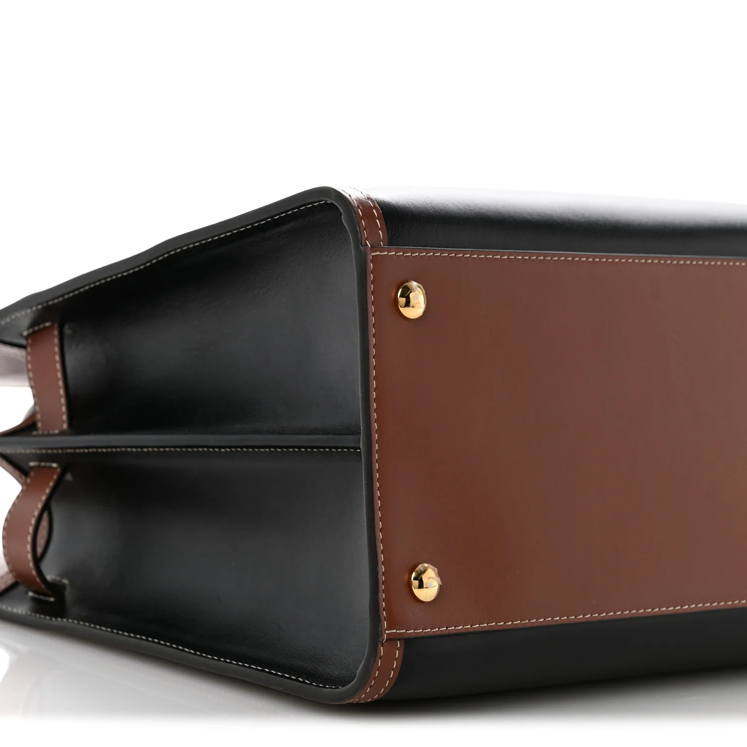 Calfskin Vintage Check Medium Two Handle Title Bag Black