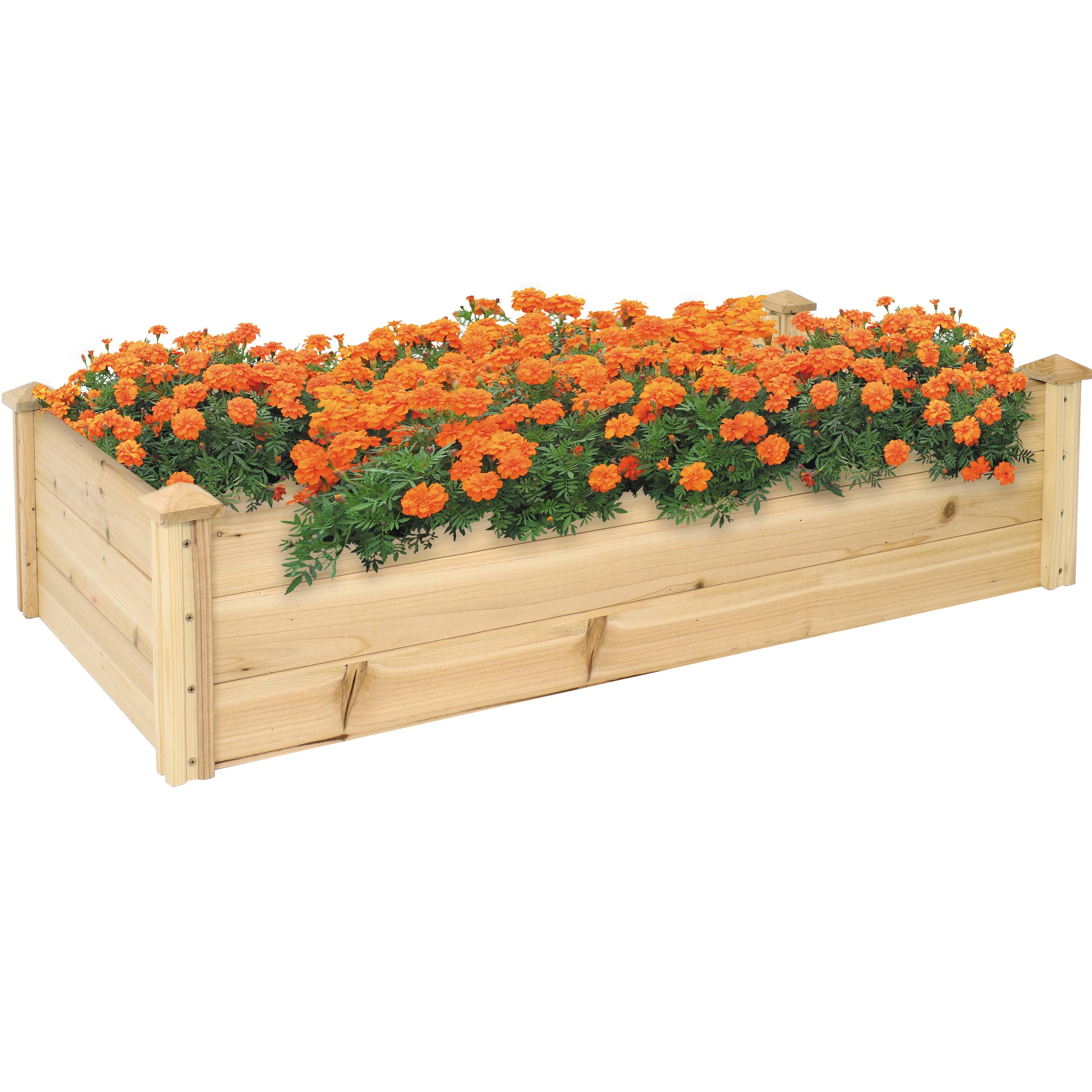 Sunnydaze Rectangular Wood Raised Garden Bed - 24