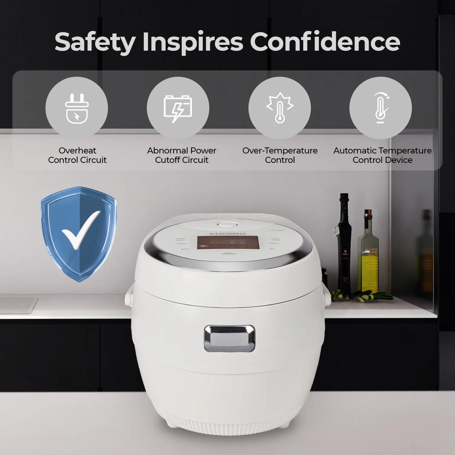 Rice Cooker 20 Cups Cooked Warmer with Nonstick Pot 16 Menu Modes and Micom Fuzzy Logic Tech with Auto Clean Features in White (CR-1020F)(10 Cups) - Image 7