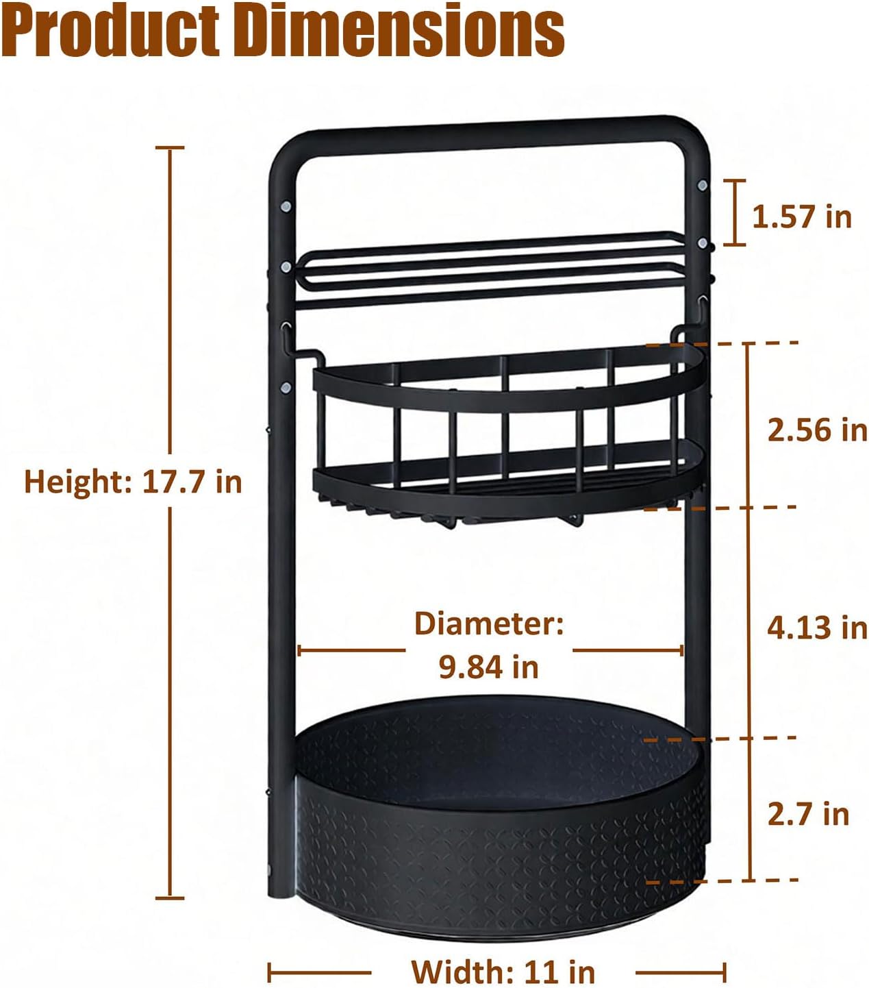 JEESA Rotating Spice Rack with Paper Towel Holder, Black