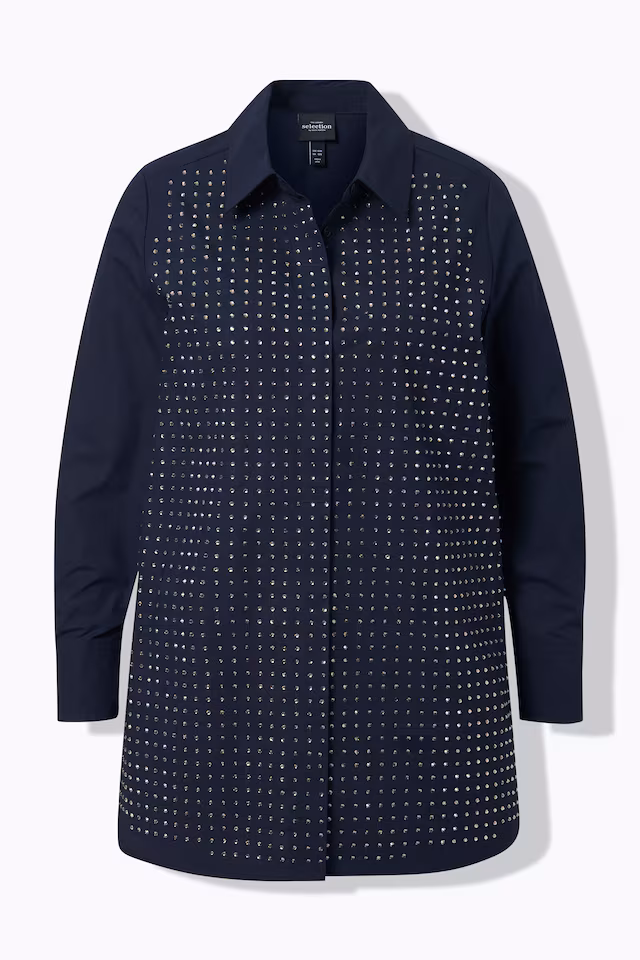 Rhinestone Studded Button Down Blouse