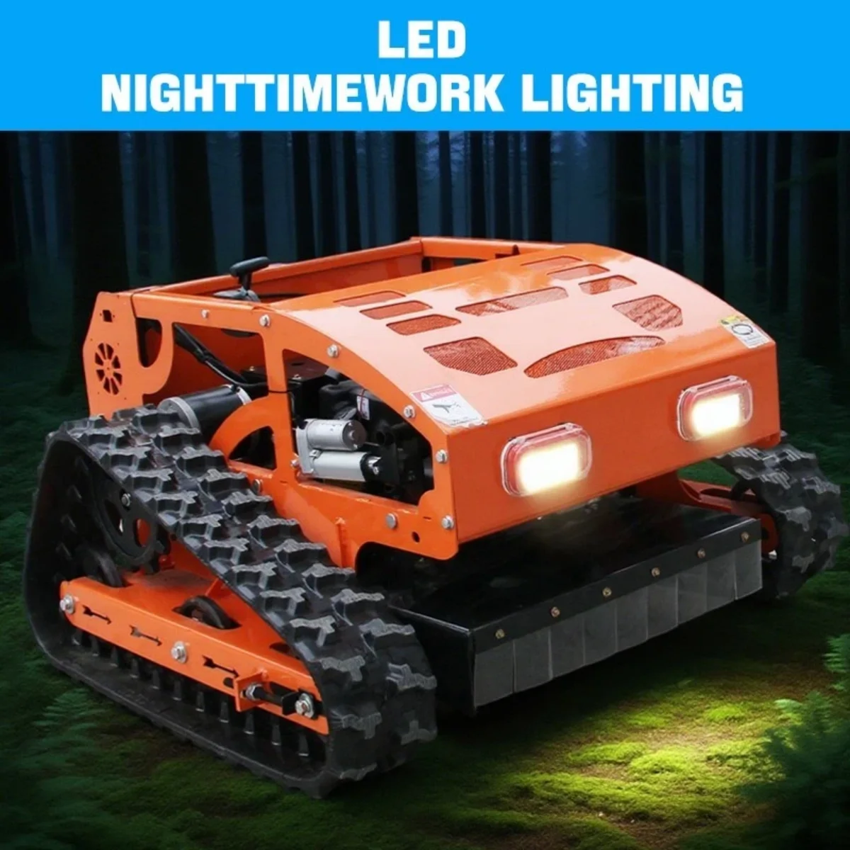 300 lbs 9 HP Orange Remote Control Lawn, Mower Manganese Steel Blade, Adjustable Cutting Height, Speed, All Terrain Cordless Grass Cutter - Image 5