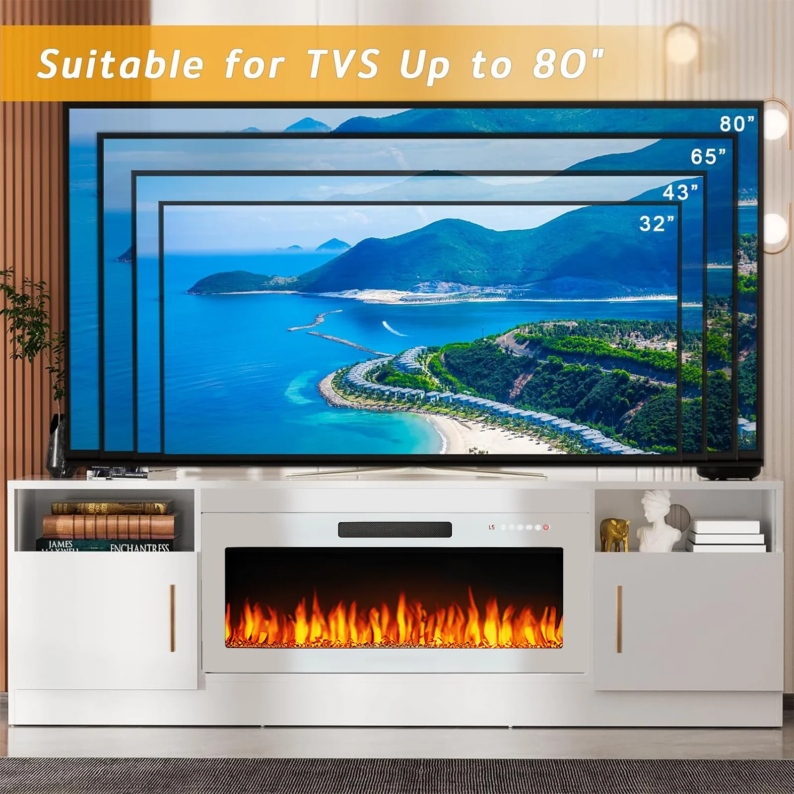 Waleaf Fireplace TV Stand with 36
