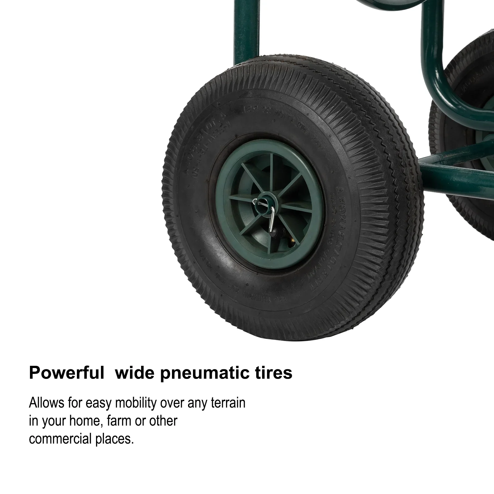 Winado Yard Garden Water Hose Reel Cart Iron Four-Wheel Pipe Truck Dark Green