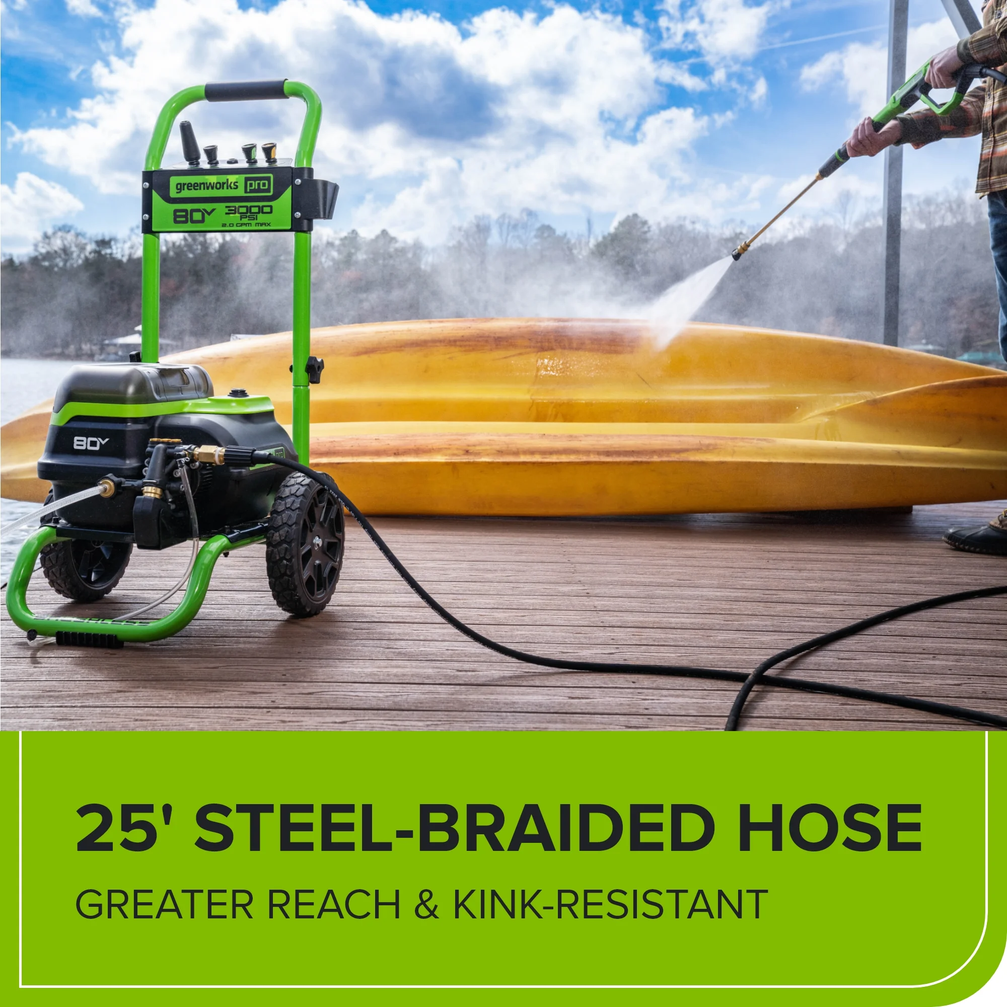 80V 3000 PSI Pressure Washer w/ (2) 4 Ah Batteries, DP Rapid Charger Image 7