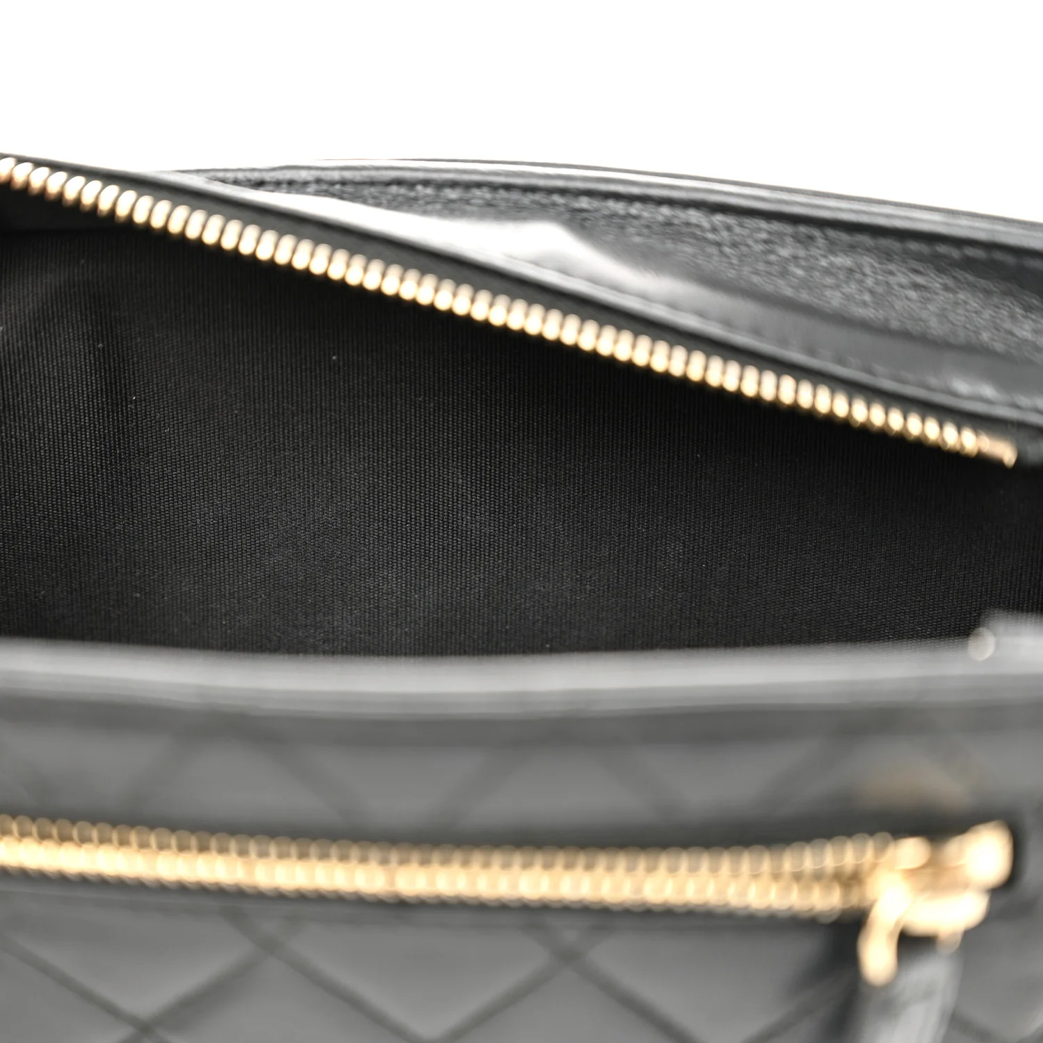 Lambskin Quilted Square Front Pocket Clutch With Chain Black