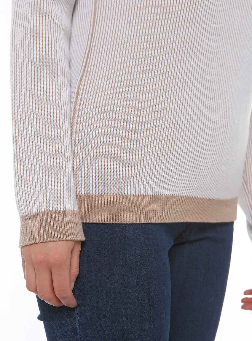 Pull femme maille anglaise beige chaud