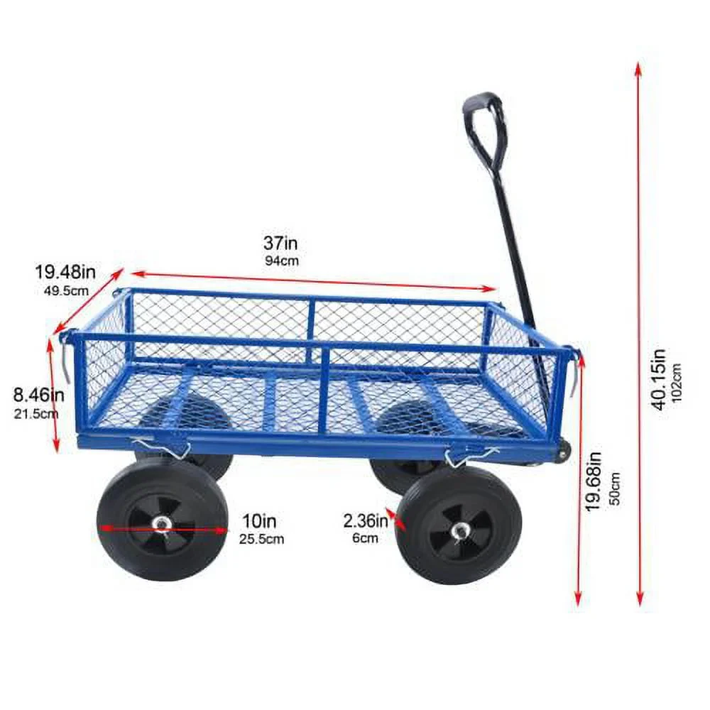 UBesGoo Garden Wagon Tool Cart Wagon Heavy-Duty Beach Lawn Yard Landscape Blue