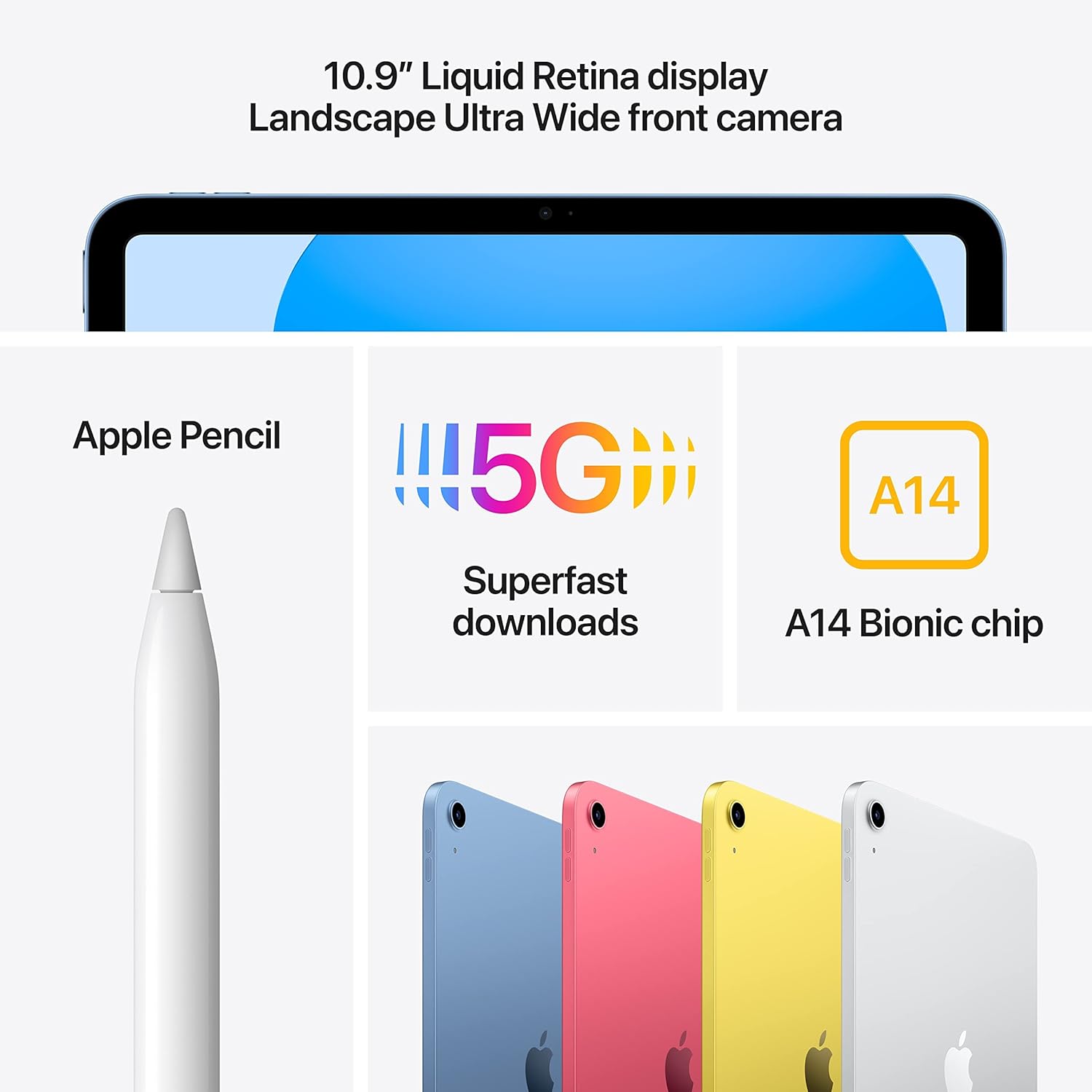Apple 2022 iPad 10.9-inch  Wi-Fi + Cellular  64GB - Blue (Renewed)