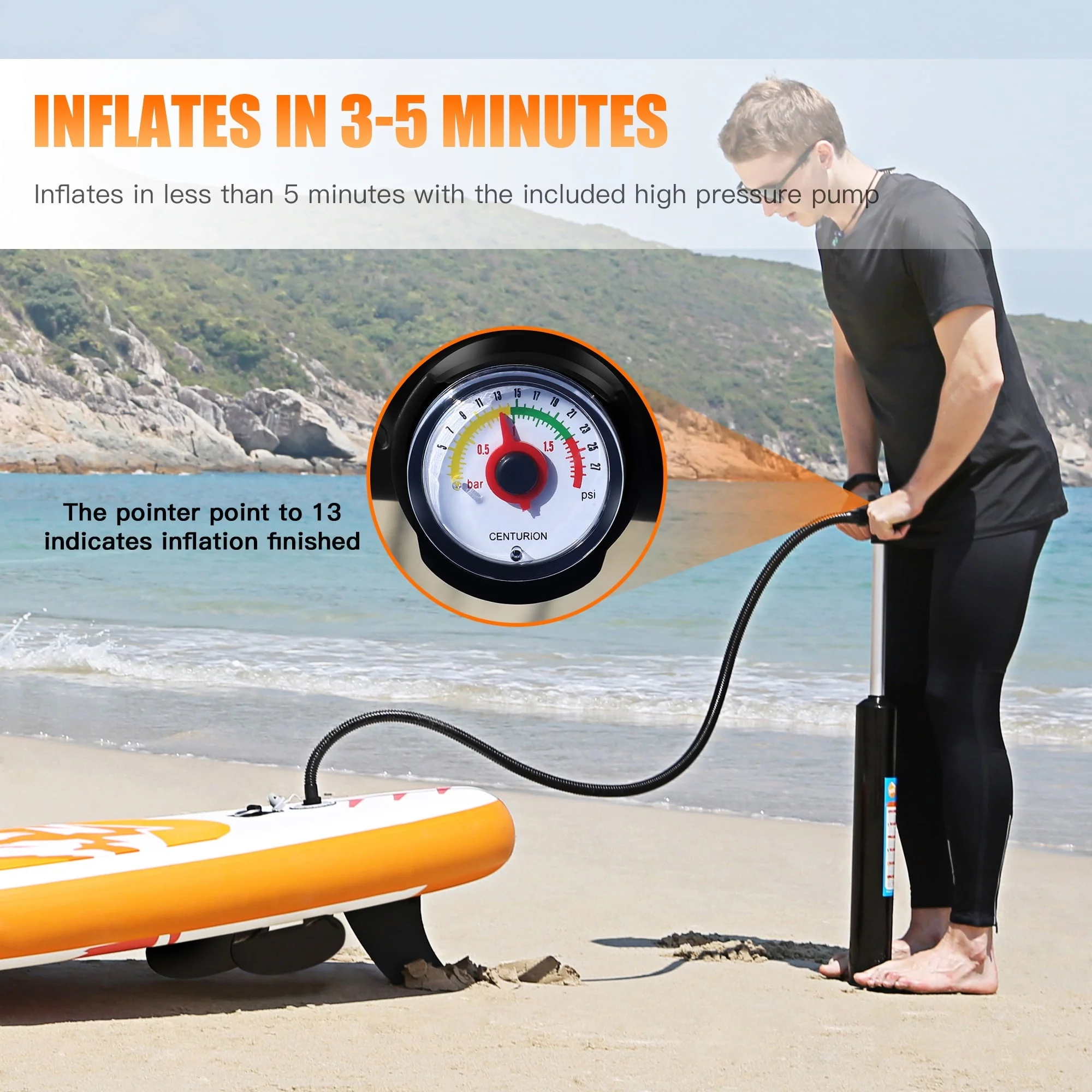 Famistar 10'10" Inflatable Stand Up Paddle Board SUP w/ 3 Fins, Adjustable Paddle, Pump  Carrying Backpack