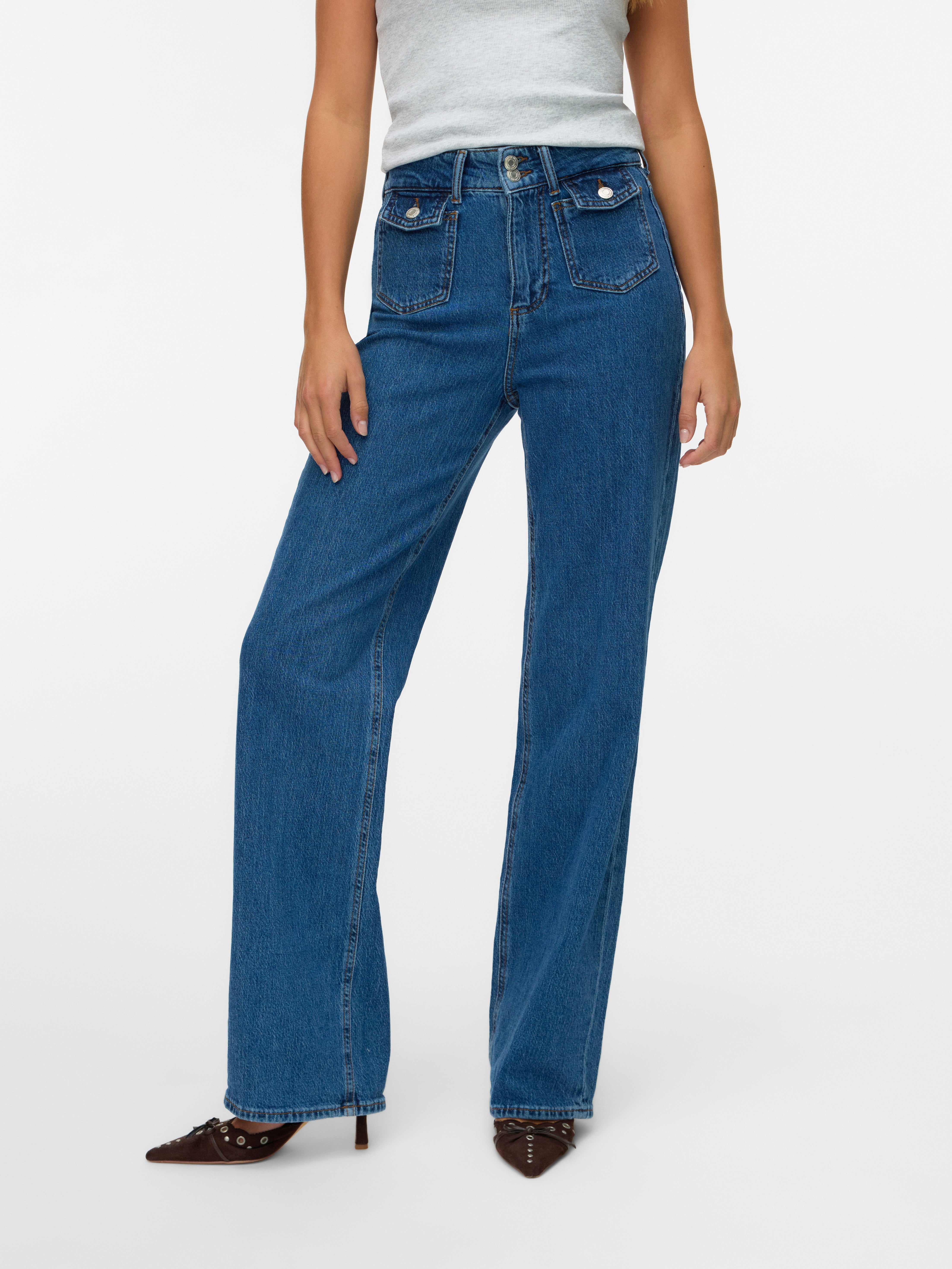 VERO MODA® VMTESSA High rise Wide Fit - Cropped Jeans
