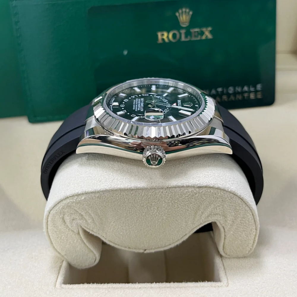 [Super Clone]RLX  Sky-Dweller 42mm White Gold Black Dial Oysterflex - 336239