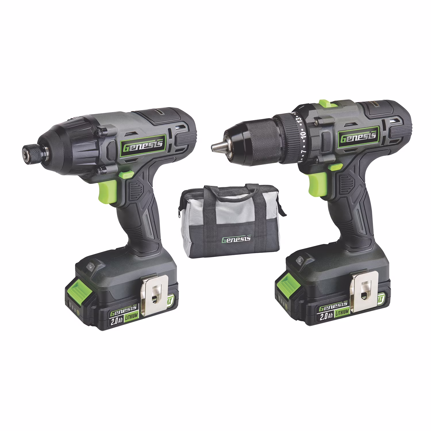 Genesis G20MAX 20V Cordless 2-Speed Drill Driver/Impact Driver Combo Kit with 2 batteries, Quick Charger, 1600 in-lbs driver torque, 450 in-lbs drill torque GL20DIDKB2