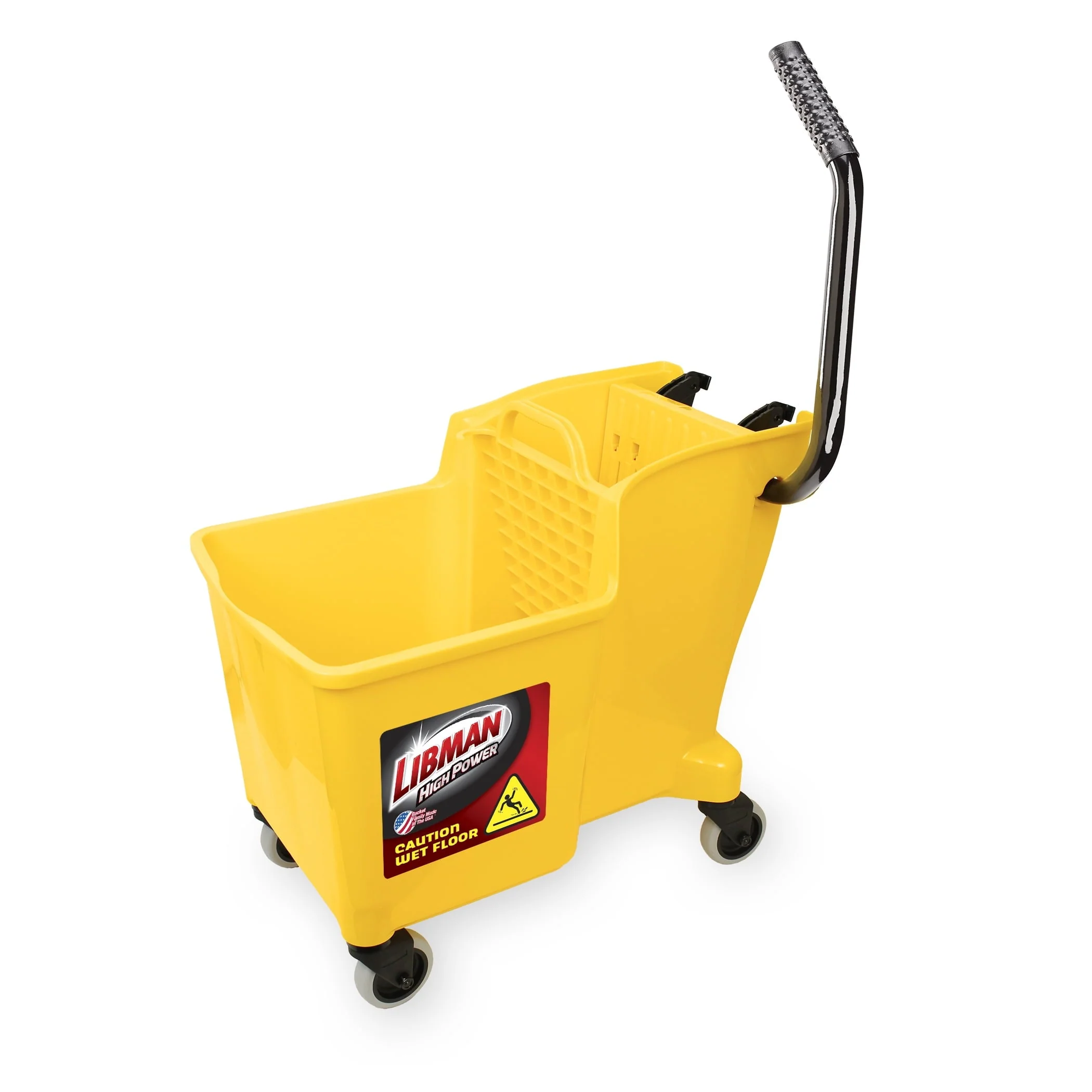 Yellow 32 Quart Mop Bucket and Wringer with Rubber Caster Wheels