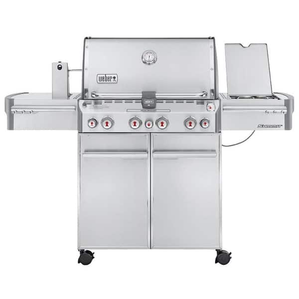 Summit S-470 4-Burner Propane Gas Grill in Stainless Steel with Built-In Thermometer and Rotisserie