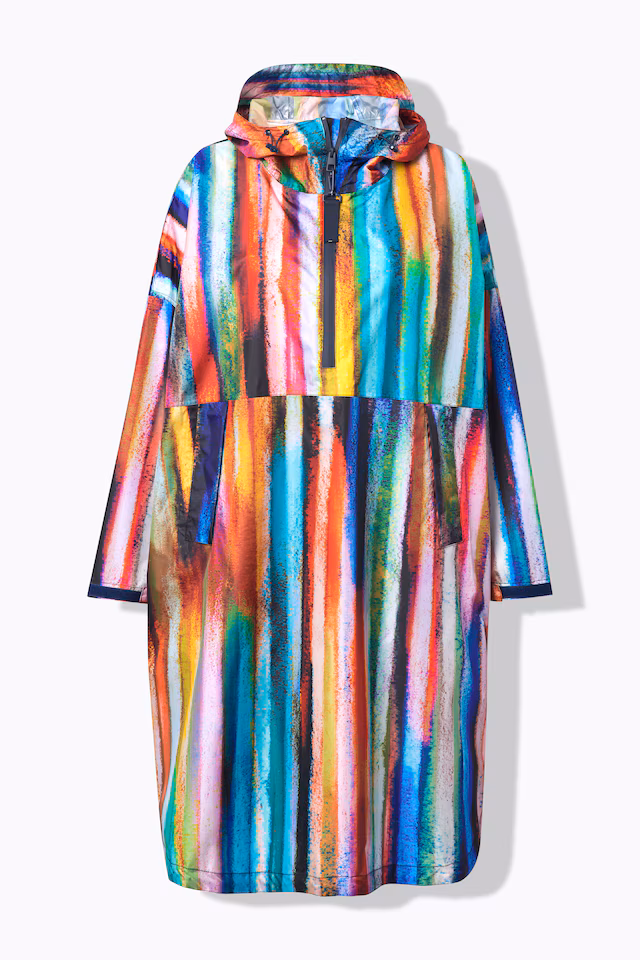 Rainbow Striped Rain Poncho
