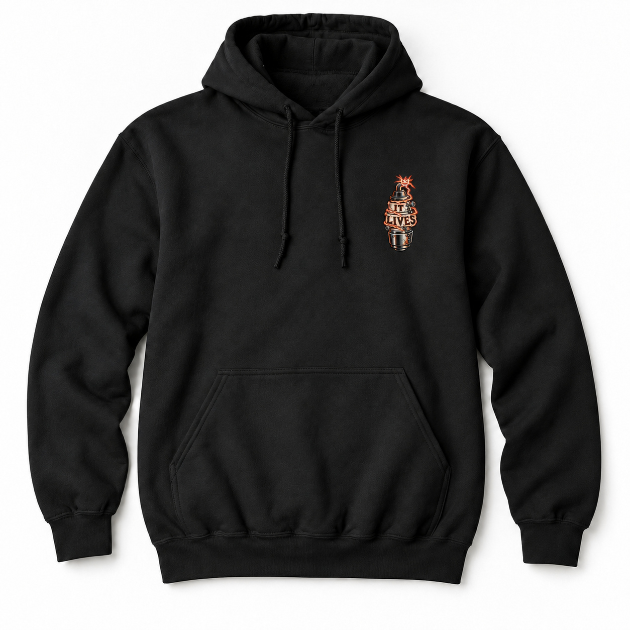 It Lives Spark Plug Chest Print Hoodie