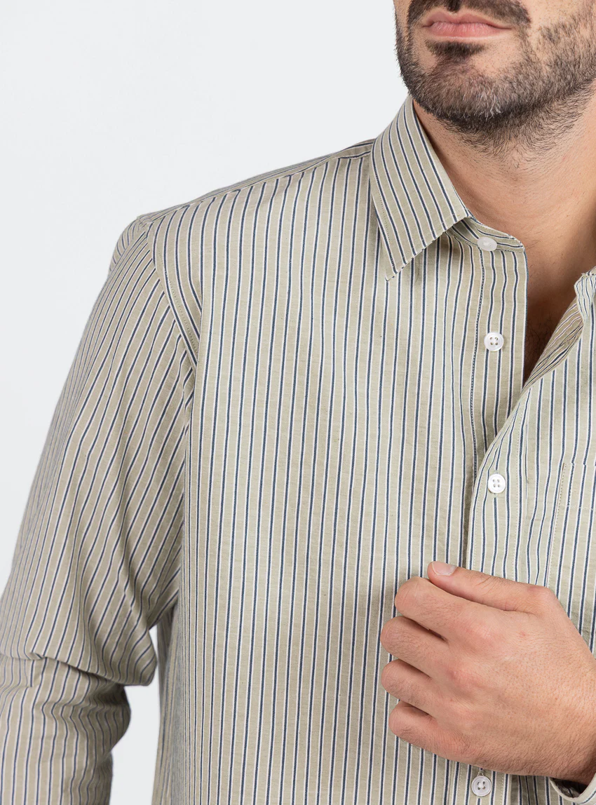 Chemise homme en coton vert tilleul