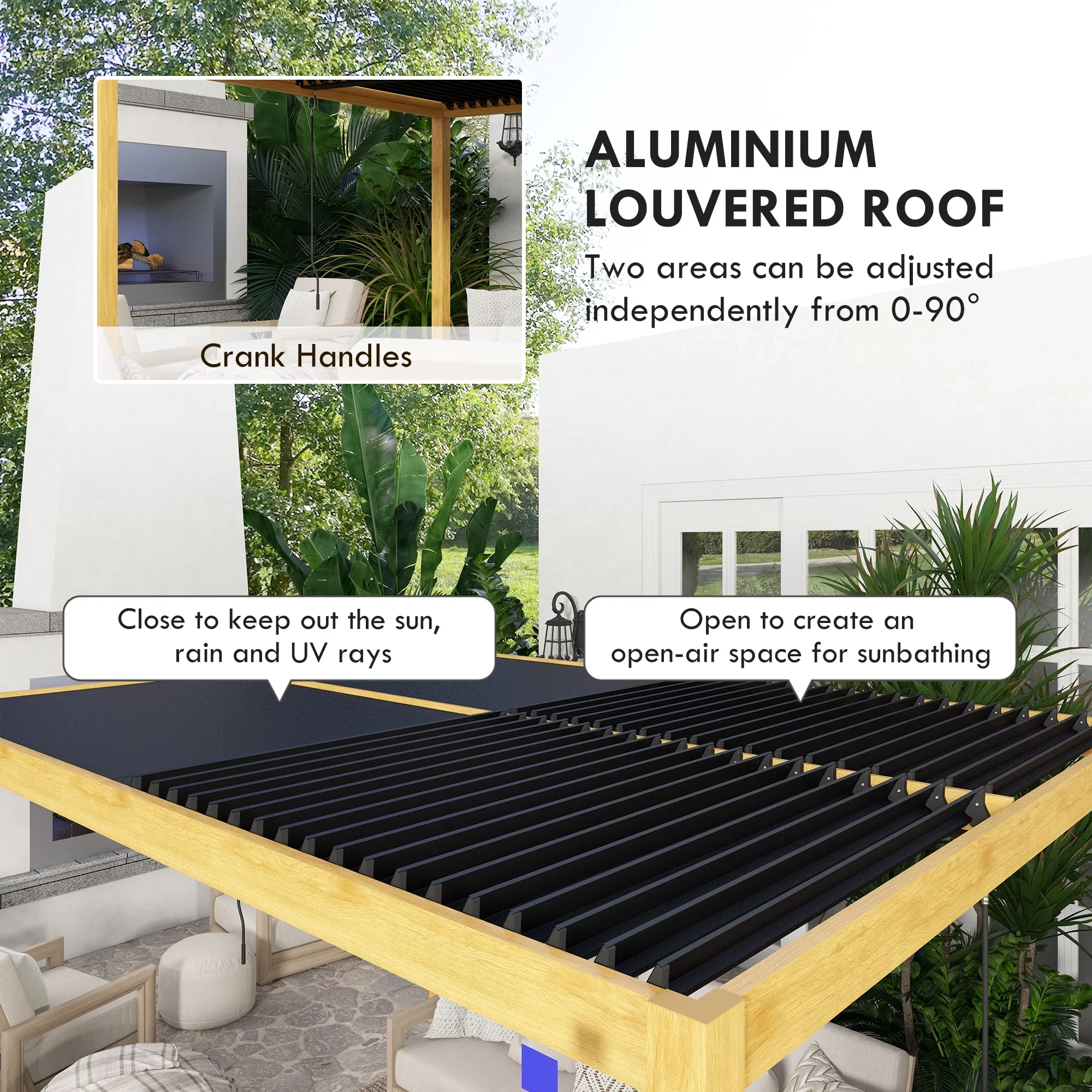 Outsunny 10' x 13' Louvered Pergola with Adjustable Roof, Aluminum Hardtop Gazebo for Patio, Deck, Garden, Yard, Beach