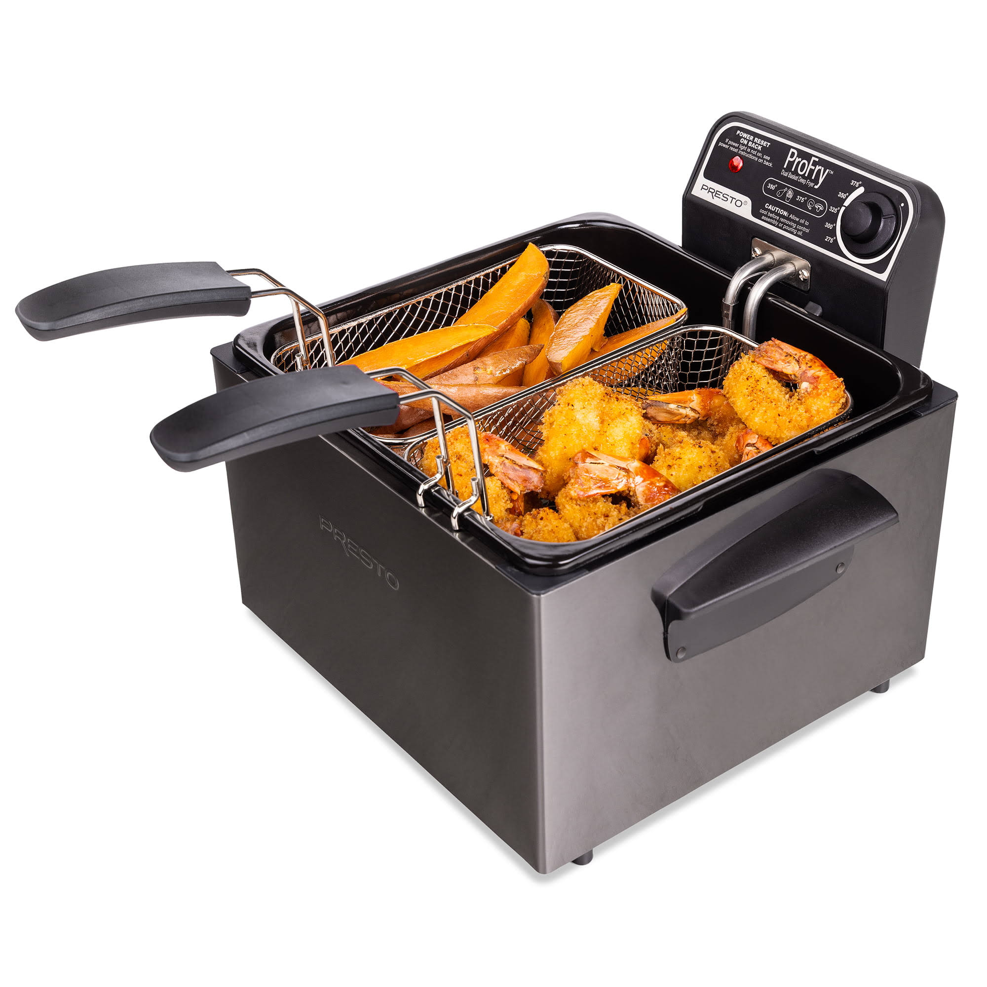 Presto Black Stainless Steel Dual Basket ProFry Deep Fryer