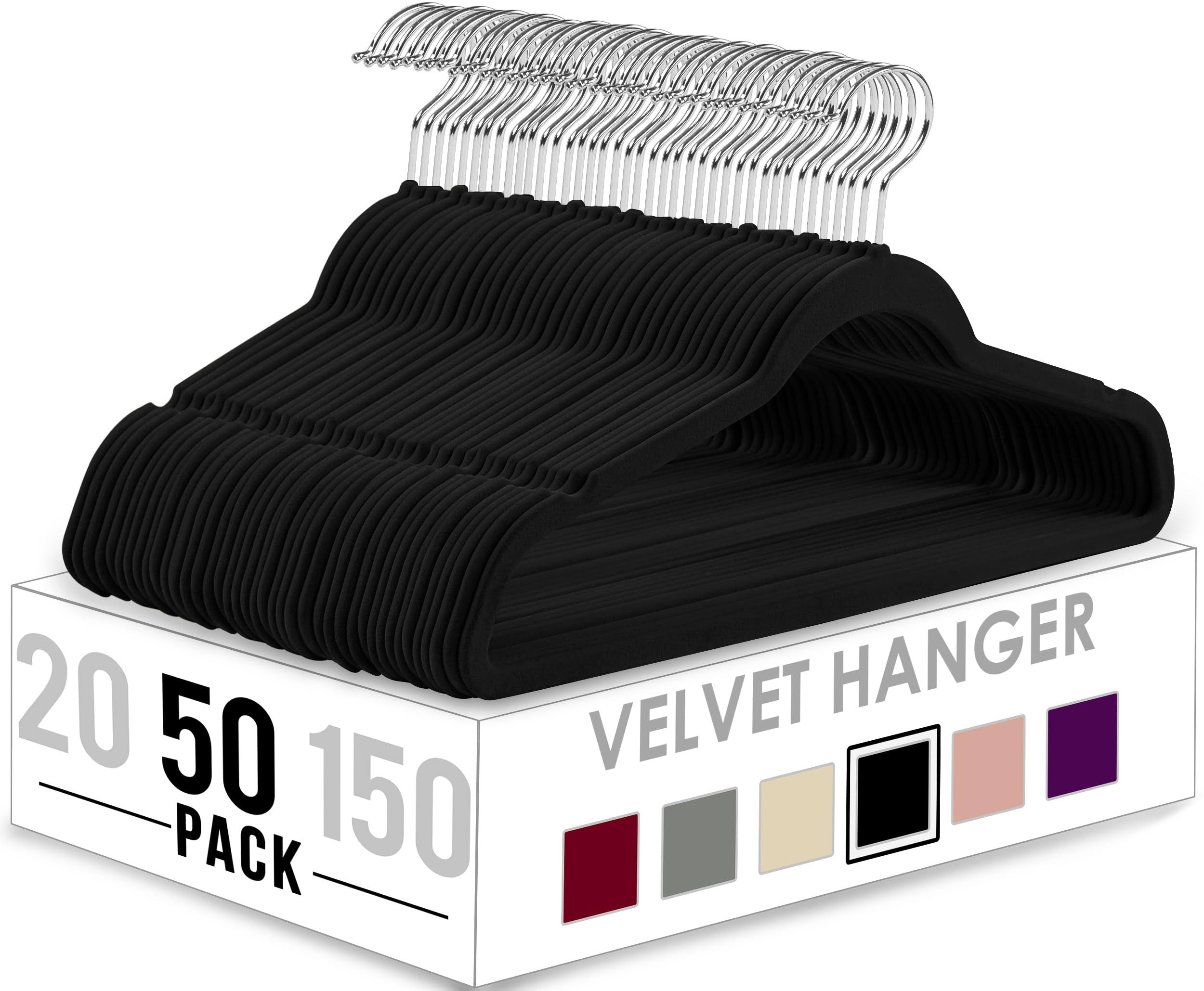 Utopia Home Premium Velvet Hangers 50 Pack - Non-Slip Clothes Hangers - Black Hangers - Suit Hangers with 360 Degree Rotatable Hook - Heavy Duty