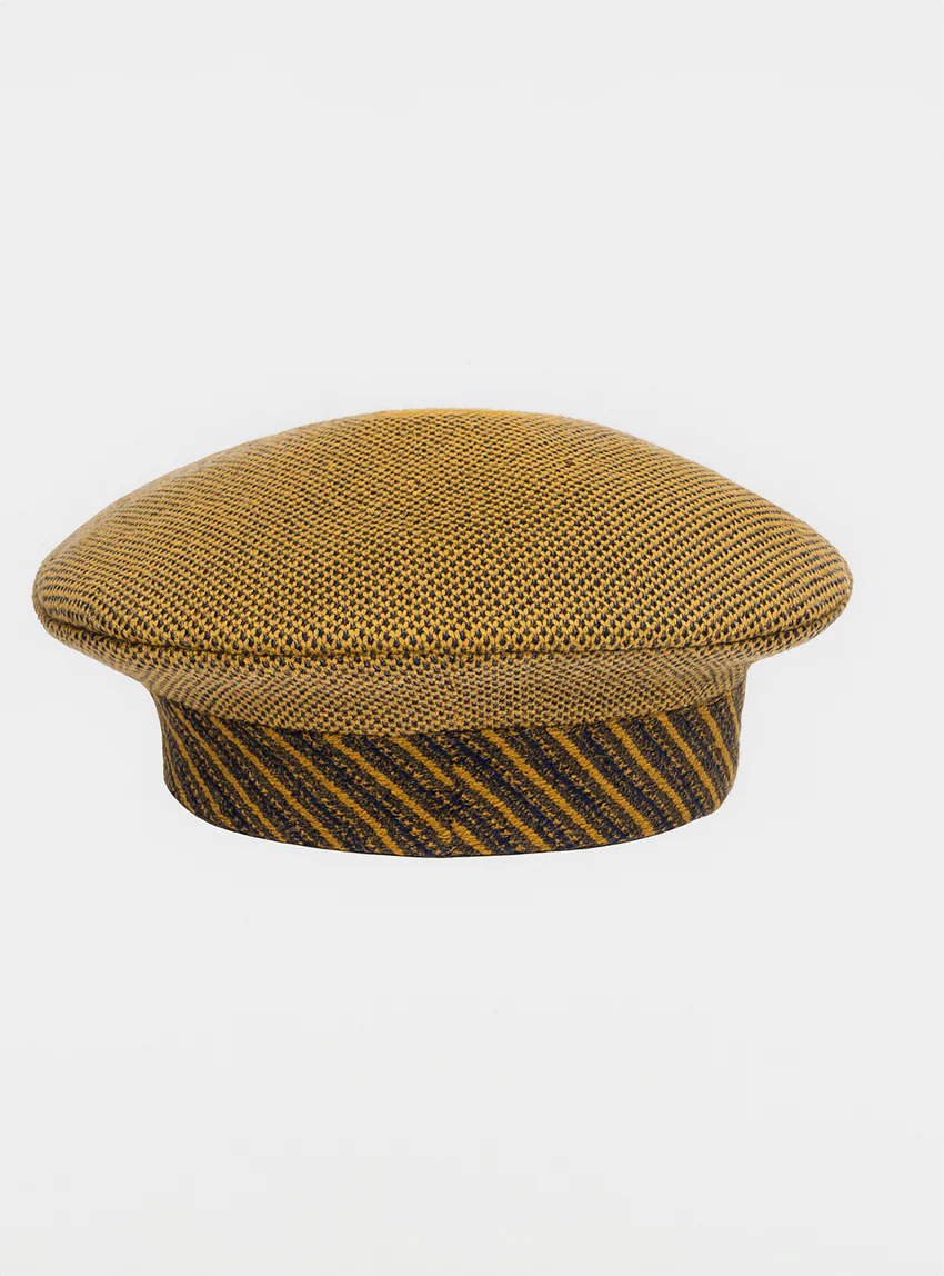 Béret maille chevron jacquard jaune