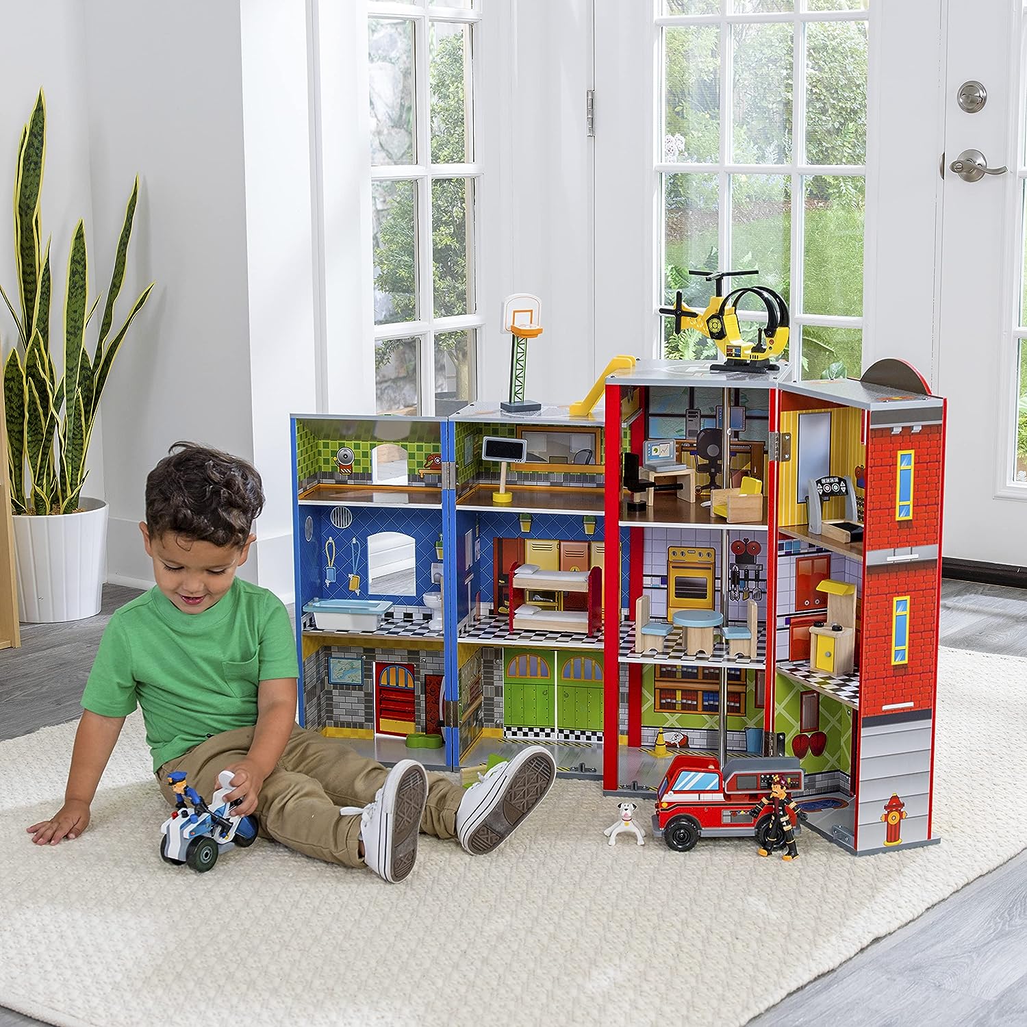 Ensemble de jeu en bois à 3 niveaux, avec 26 accessoires, pliable pour le rangement