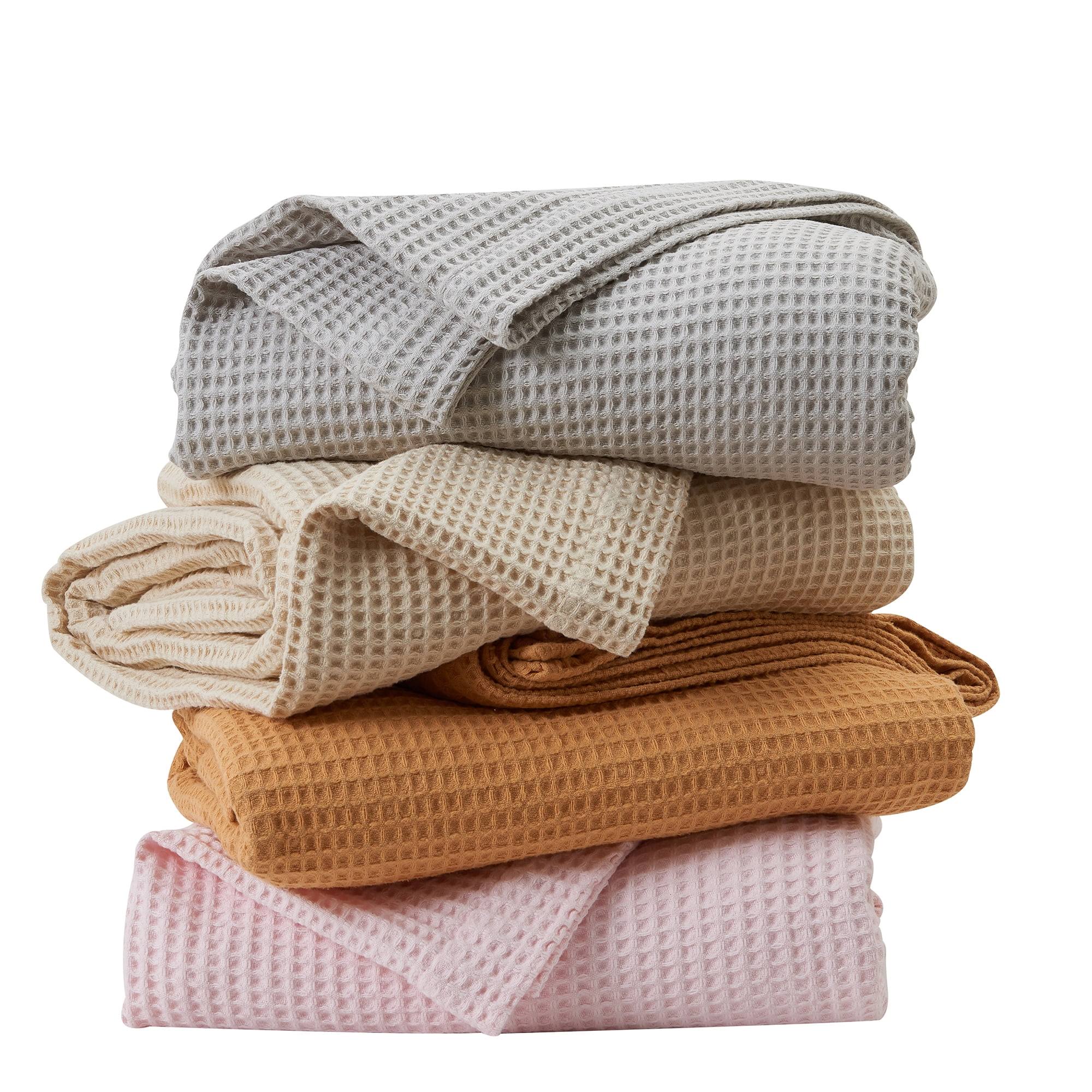 Great Bay Home 100% Cotton Waffle Weave Blanket Twin Taupe