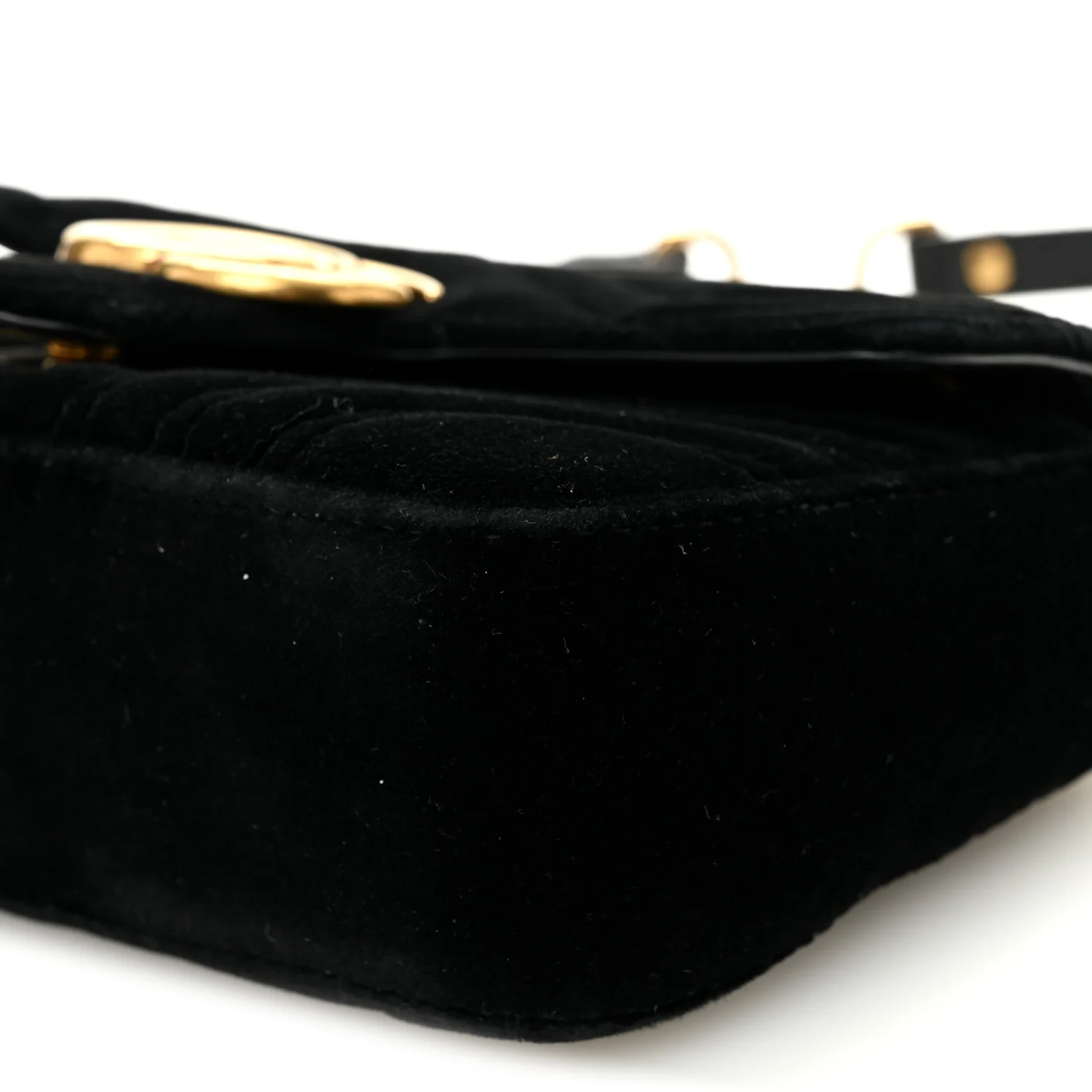 Velvet Matelasse Mini GG Marmont Shoulder Bag Black