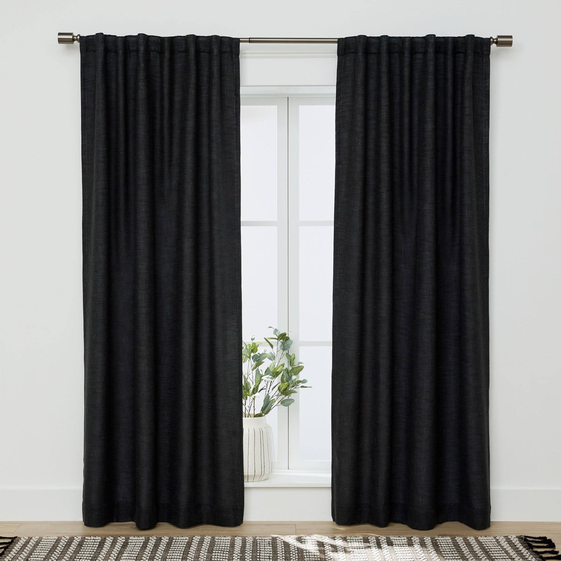 Better Homes & Gardens Blackout Linen Blend Curtain Rod Pocket Back Tab Panel, 50 inch x 84 inch, Dark Cilantro