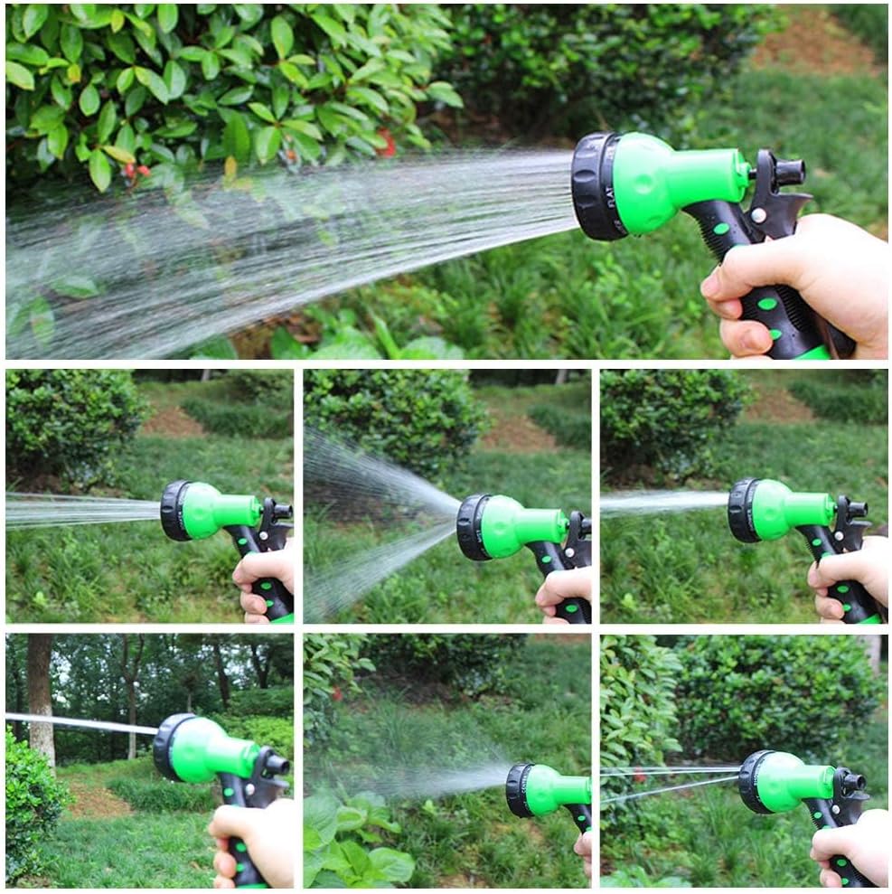 EVA Recoil Garden Hose 25ft - Includes 7 Pattern Spray Nozzle, Retractable Curly Water Hose (green)