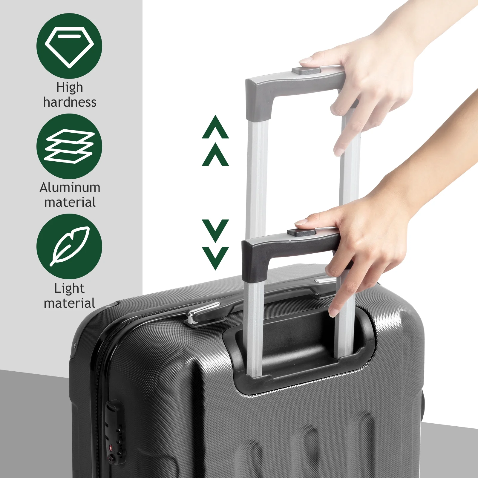Zimtown Luggage 3 Piece Set Suitcase ABS Hardside Lightweight with TSA Lock Spinner Wheels, Beige