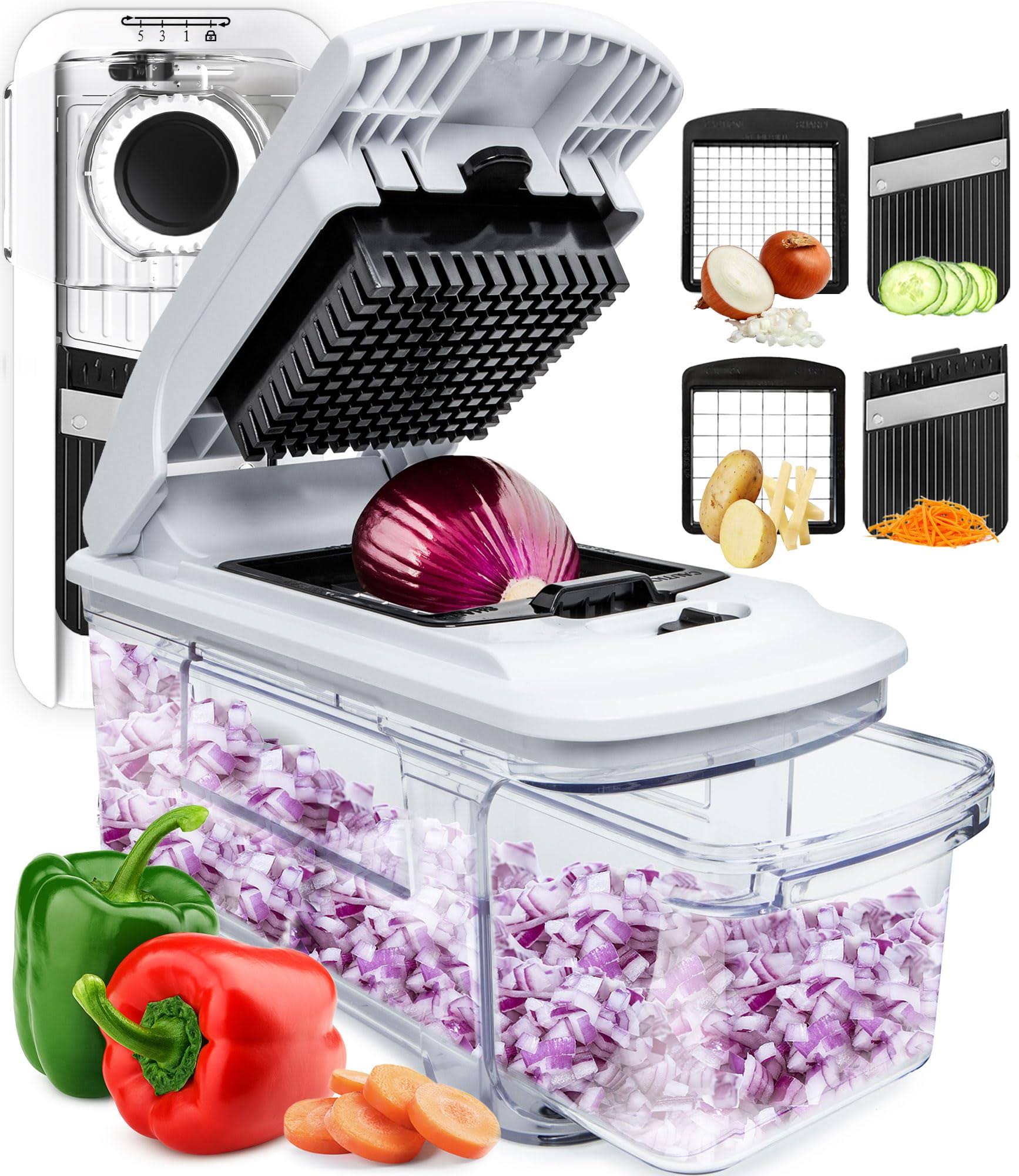 Fullstar All-in-1 Vegetable Chopper, Mandoline Slicer & Cheese Grater - Multi Blade French Fry Cutter & Veggie Dicer - Includes Bonus Handheld