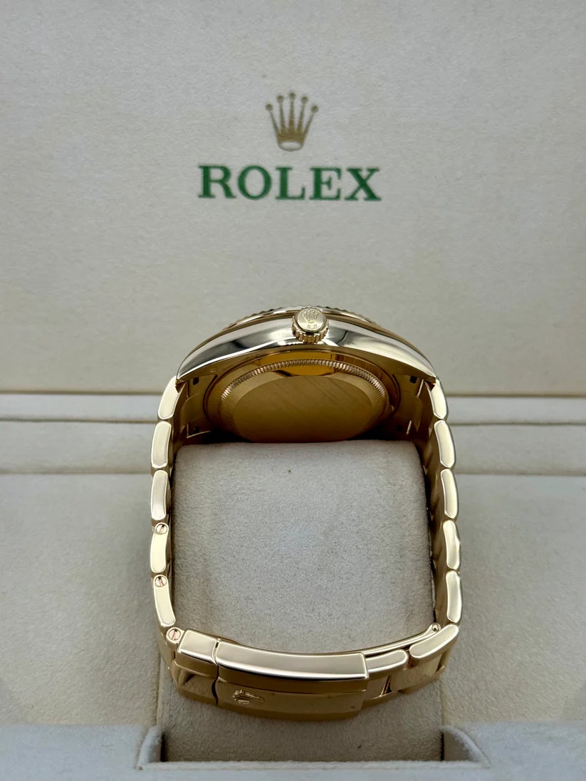 [Super Clone]RLX  Sky-Dweller 42mm Yellow Gold Black Dial Oyster - 336938