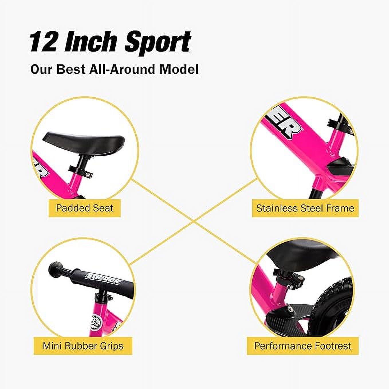 12 Sport Balance Bike. Ages 1 to 4 Years Pink - Image 3