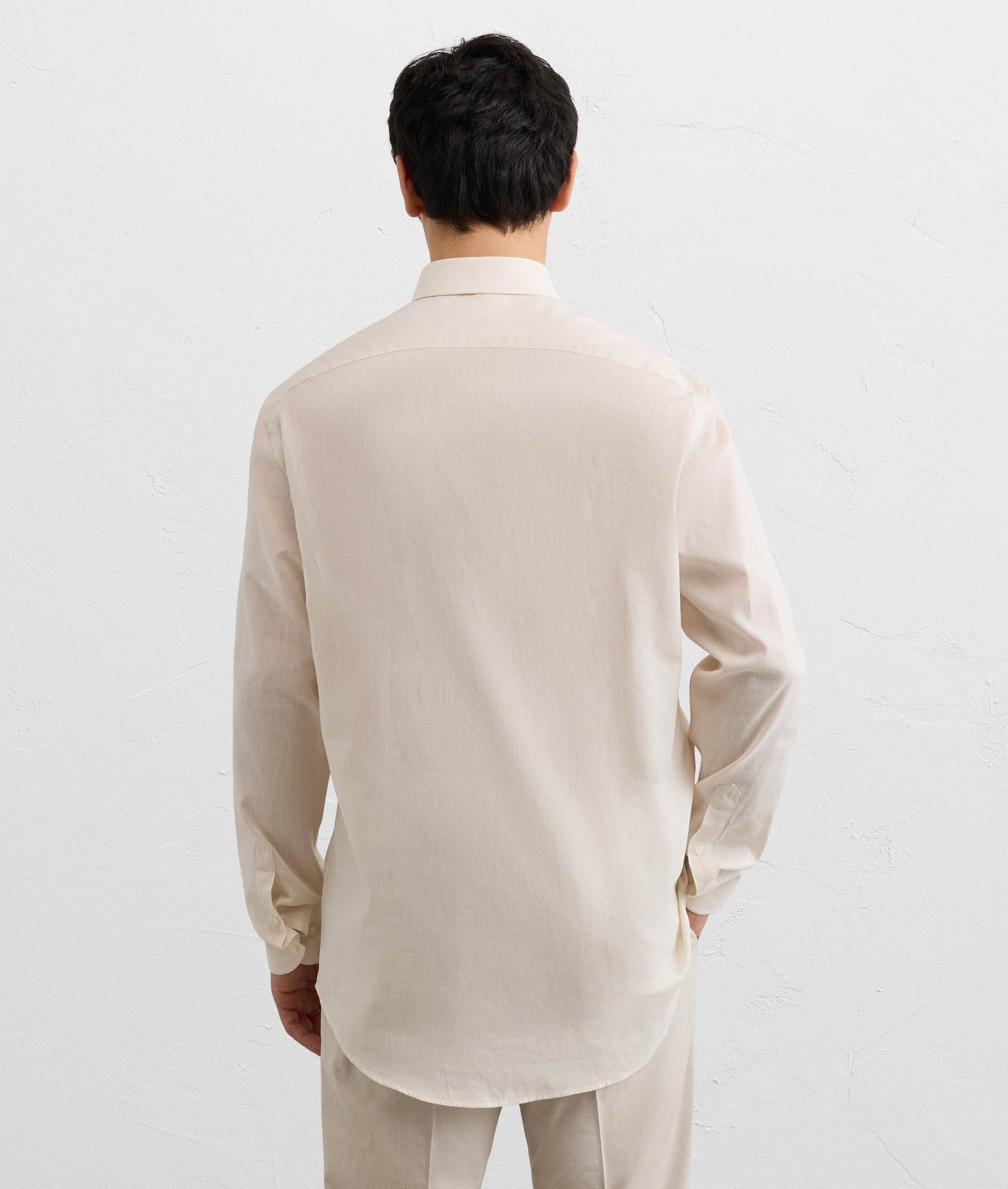 LIGHT BROWN SILK AND COTTON KNITTED SHORT SLEEVED POLO SHIRT WITH BUTTONS