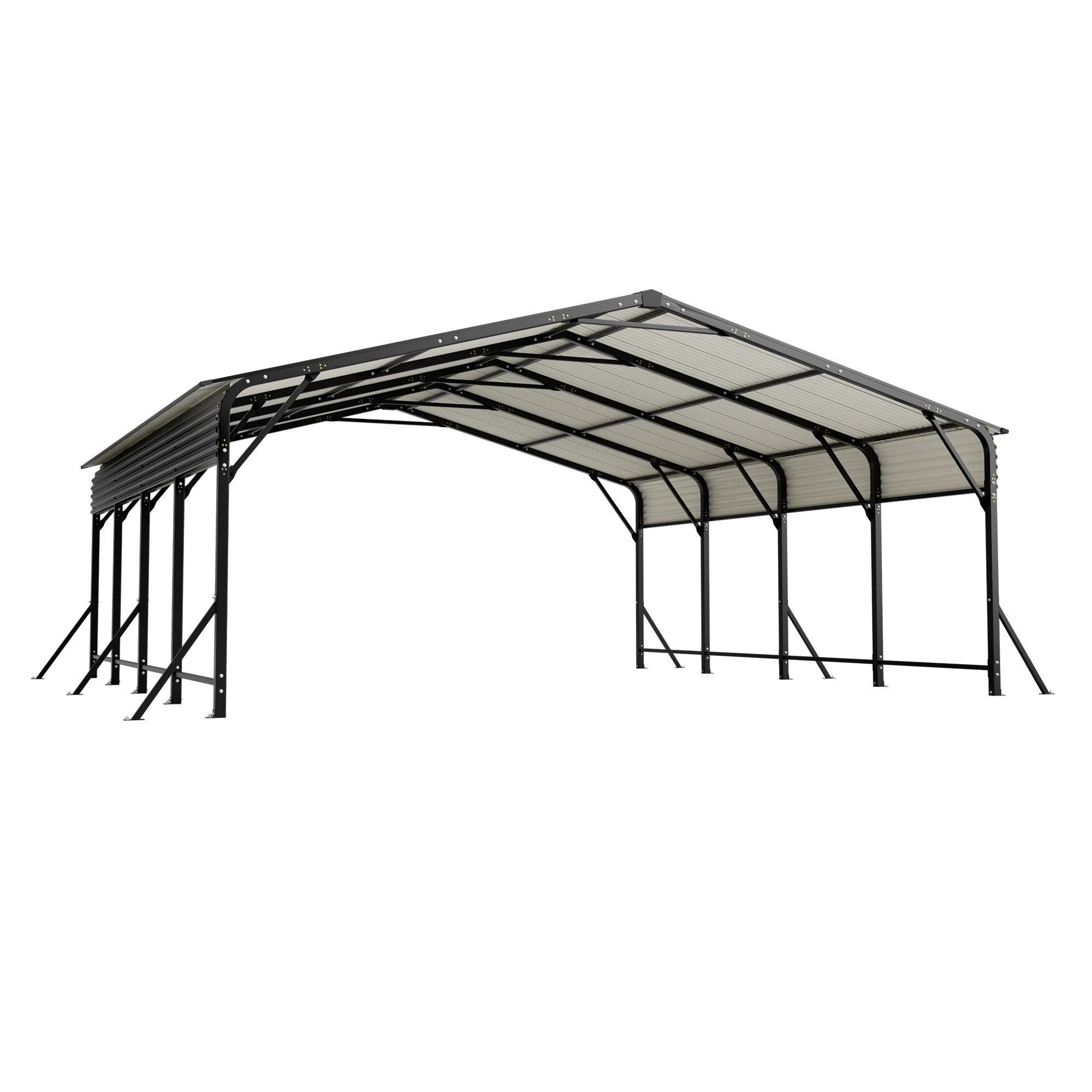 AECOJOY 20'x20' Metal Carport, Outdoor Car Shelter All Weather, Heavy Duty Outdoor Galvanized Car Shelter for 2 Cars