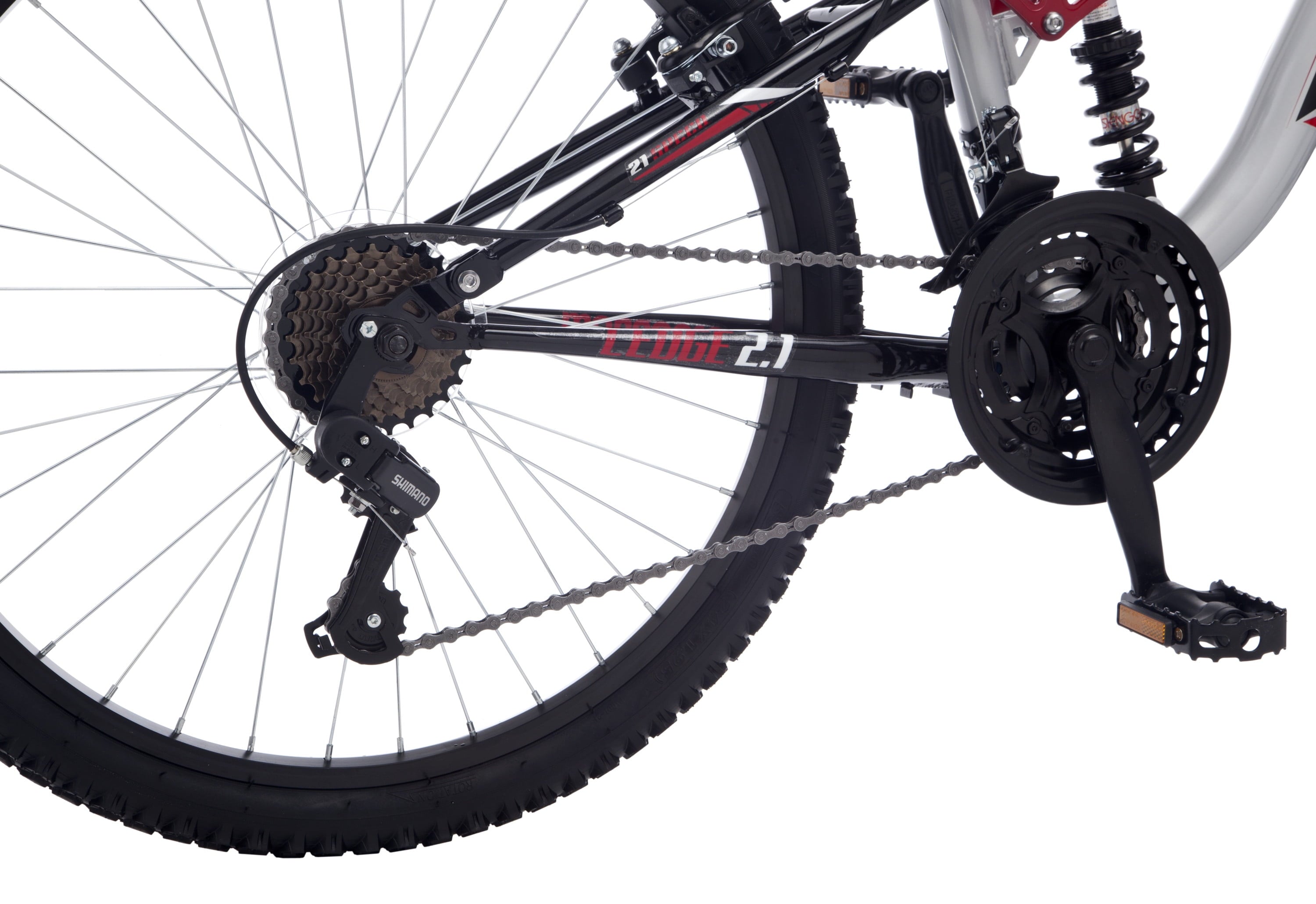 Ledge 2.1 Mountain Bike. 24-inch wheels. 21 speeds. boys frame. Silver/Red