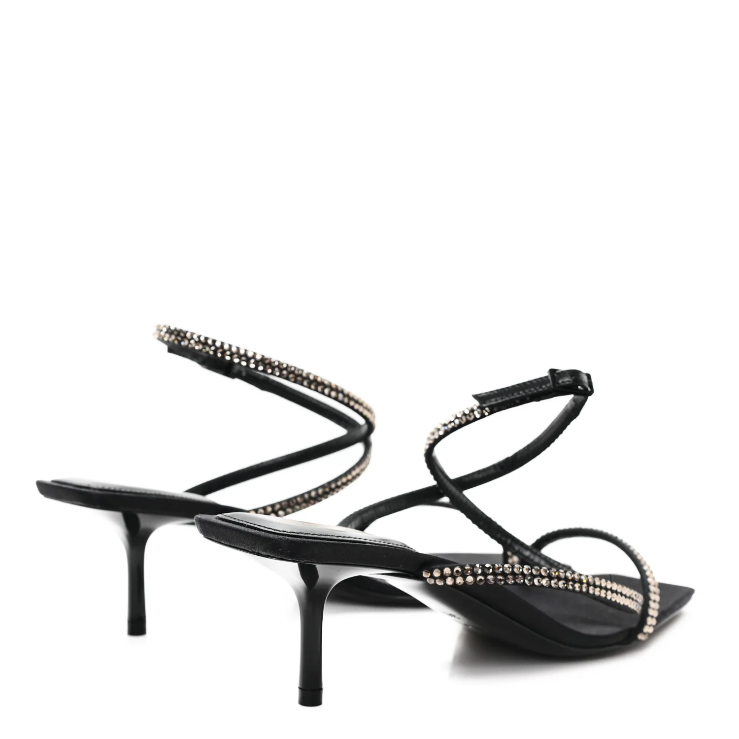 Crepe Satin Baliqua 55 Vett Ankle Strap Sandals 36.5 Black