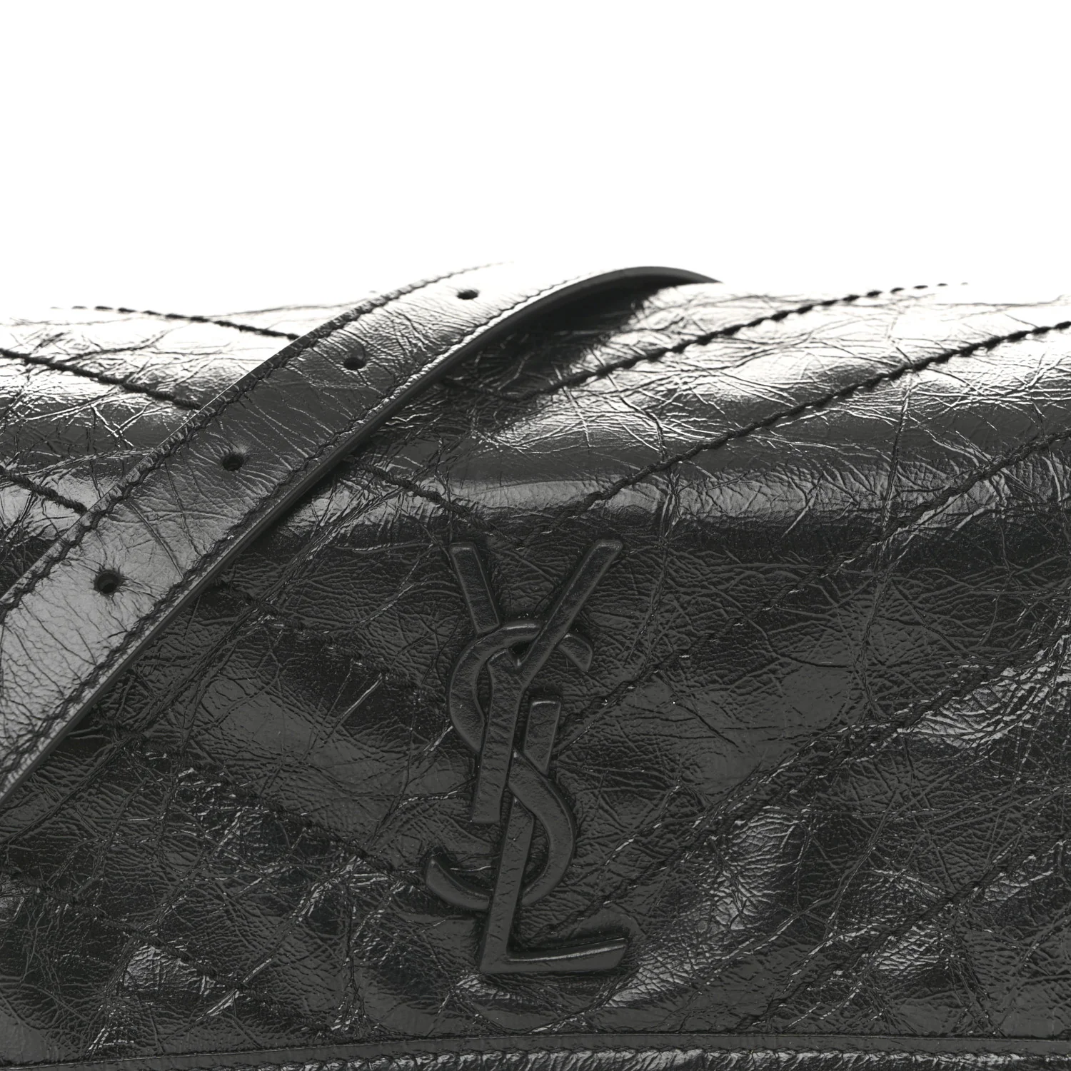 Crinkled Calfskin Matelasse Monogram Niki Body Bag Black