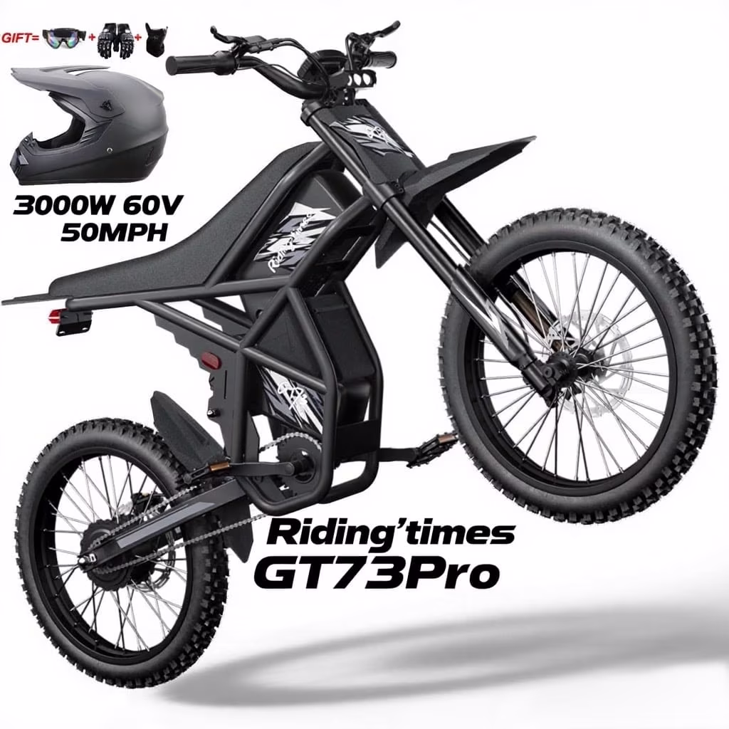 2000W Electric Dirt Bike for Adults GT73 UL2849,Brushless Hub Motor,18.2AH*2 Electric Bike with 25\" tires digital screen Carbon Steel,Black(GT73 37Mph 2400W) - Image 5