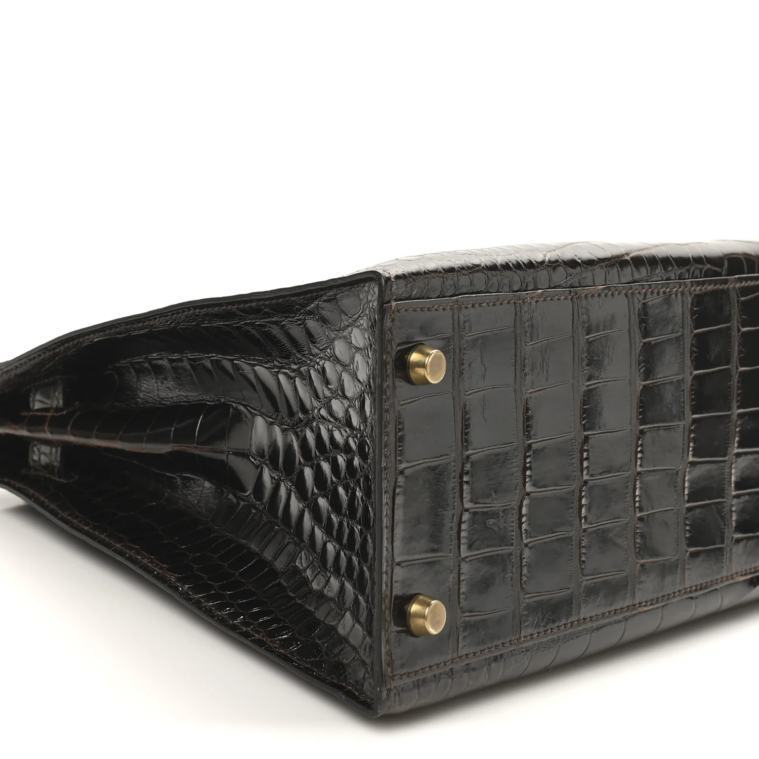 Shiny Alligator Kelly Sellier 32 Havane